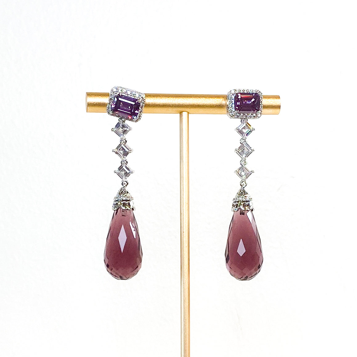Drop Earrings | Pear Cut Tassle | Amethyst