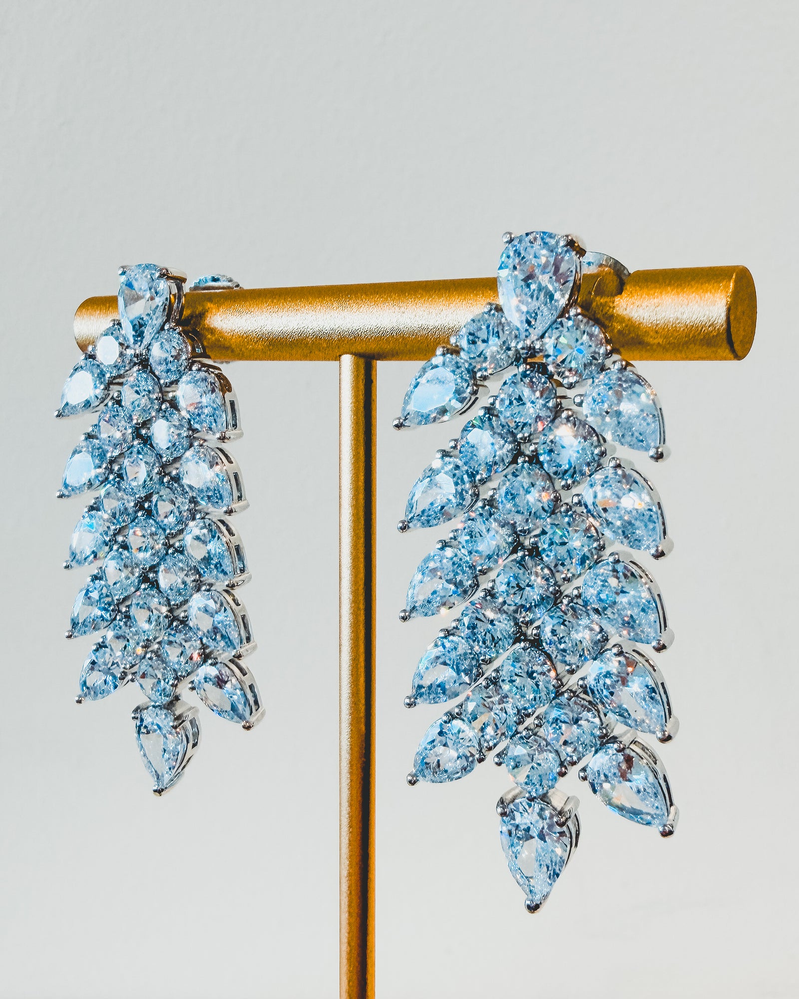 Drop Earrings | Silver Crystal Leaf Drop | Crystal