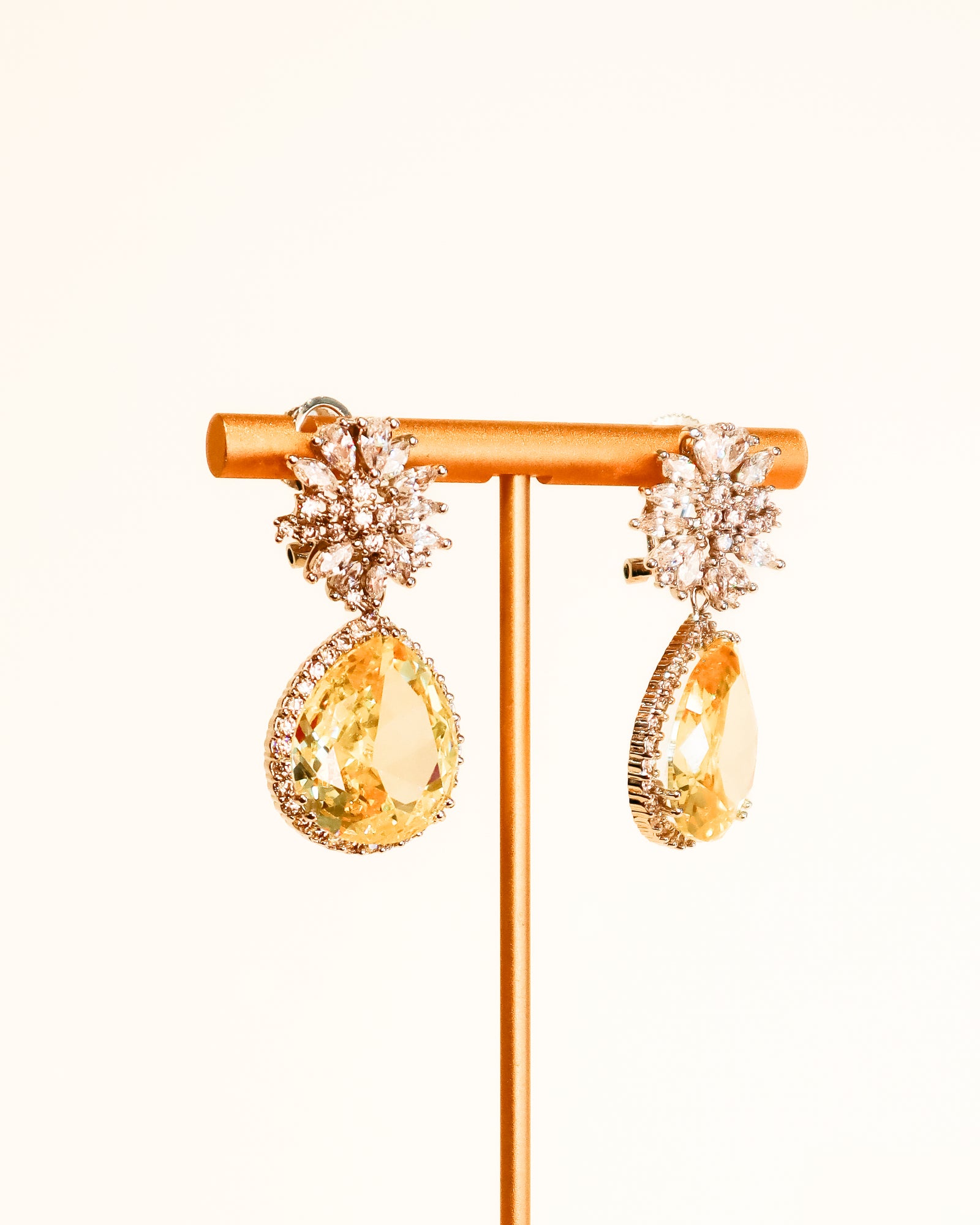 Teardrop Earrings | Crystal Cluster Pear Drop | Citrine