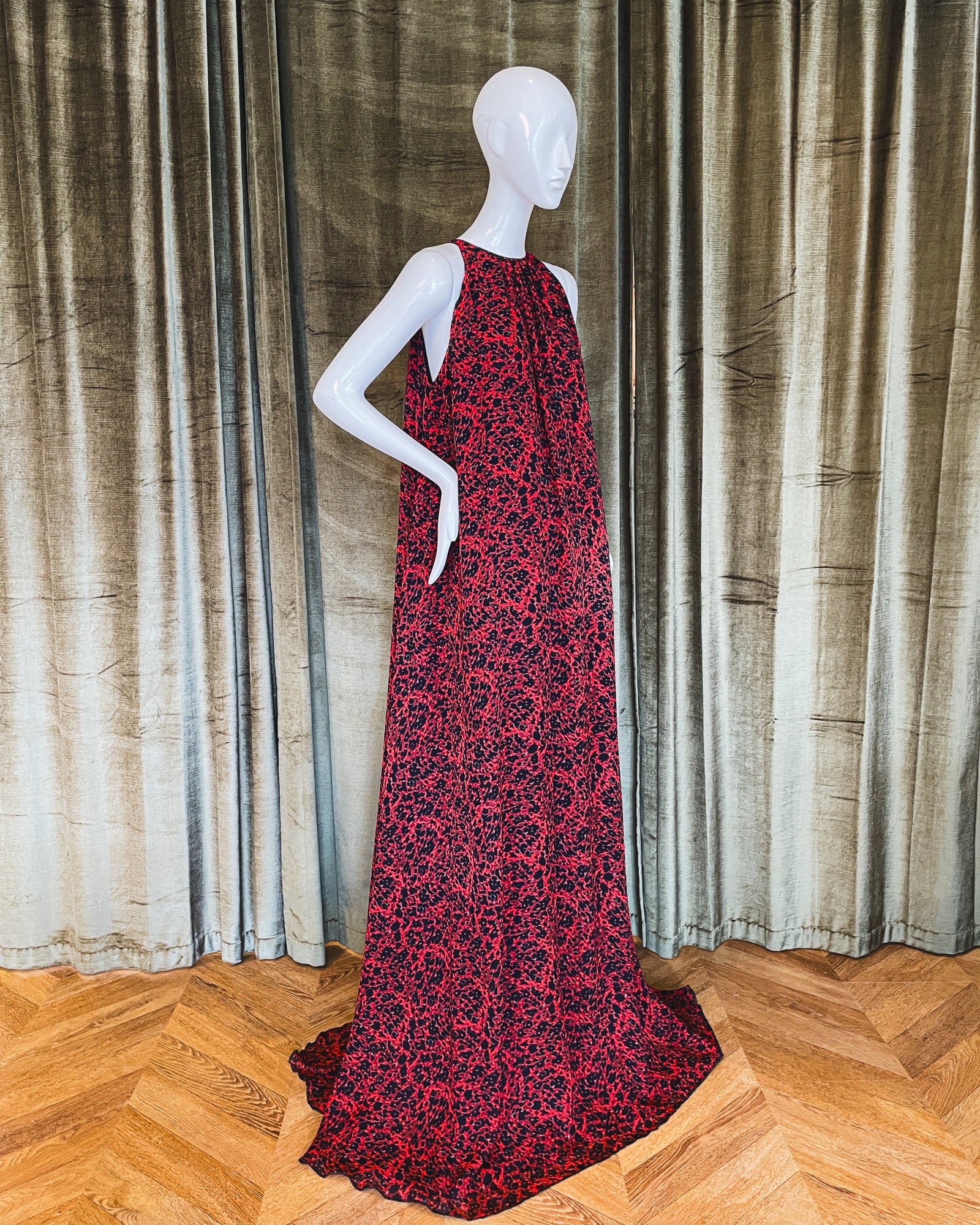 Quintana Gown | Lava Print Silk Chiffon