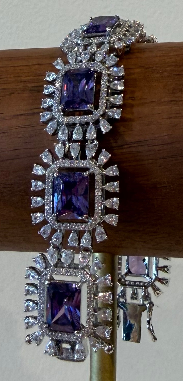 Bracelet | Emerald Cut Starburst | Amethyst & Crystal
