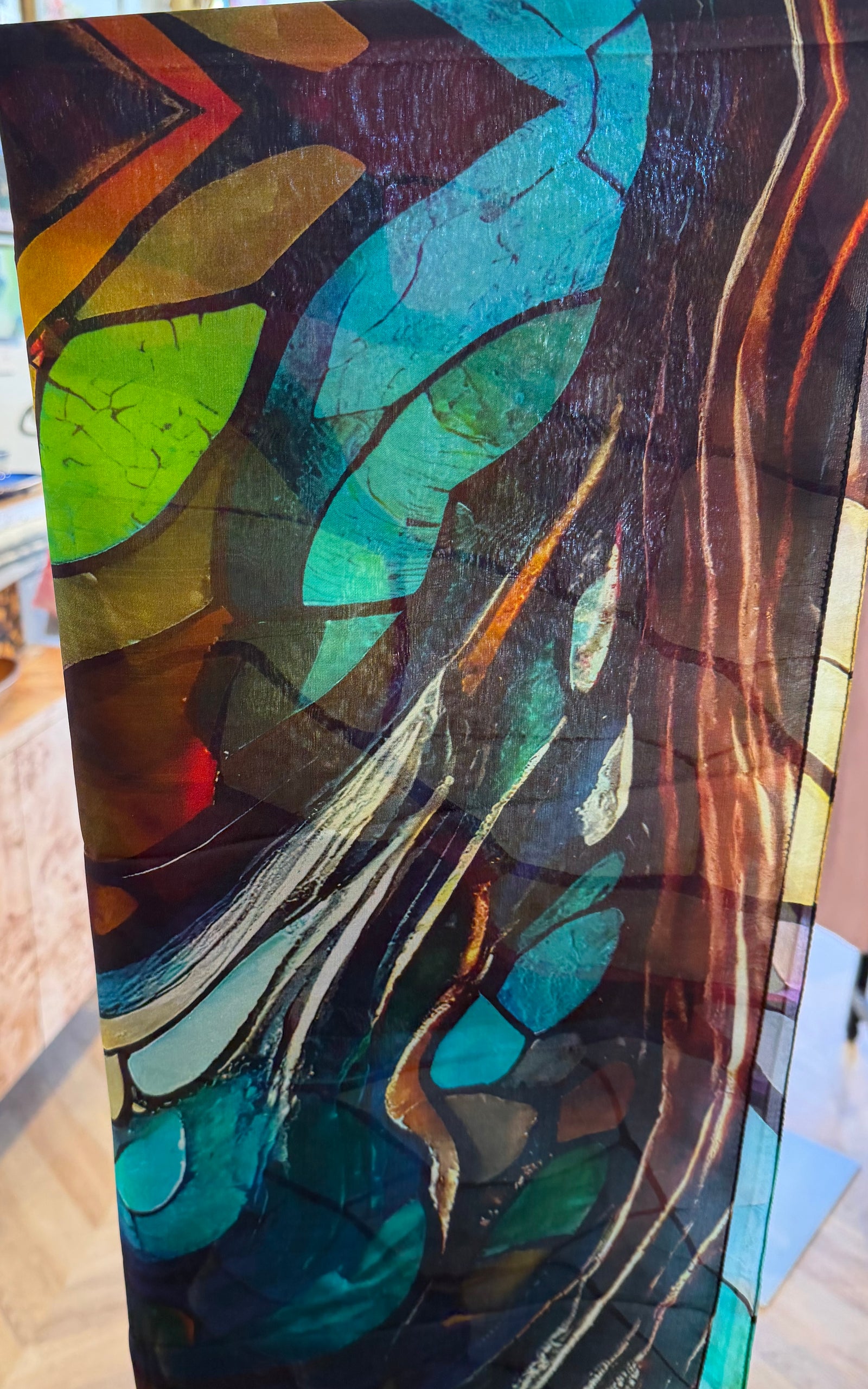 Glass Scarf | Silk | Stained Glass Monarch Print