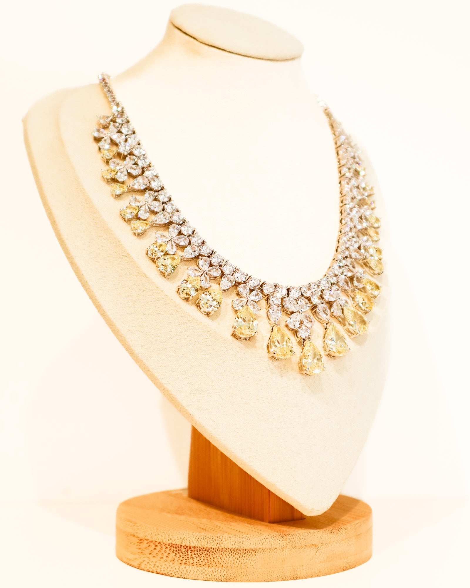 Collar Necklace | Crystal Clover Pear Drop | Citrine & Crystal