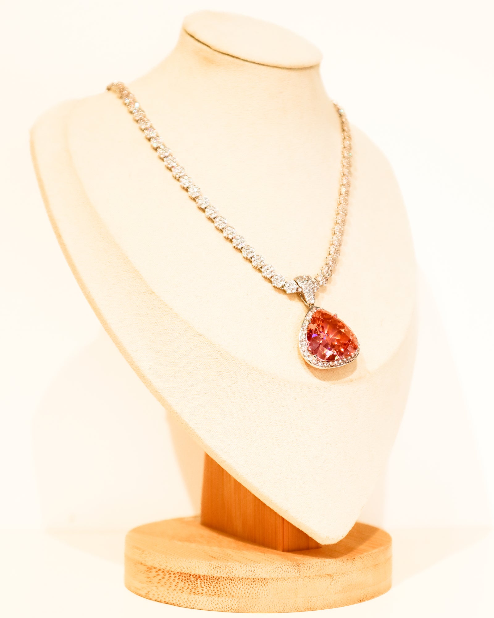 Pendant Necklace | Radiant Teardrop | Pink Sapphire
