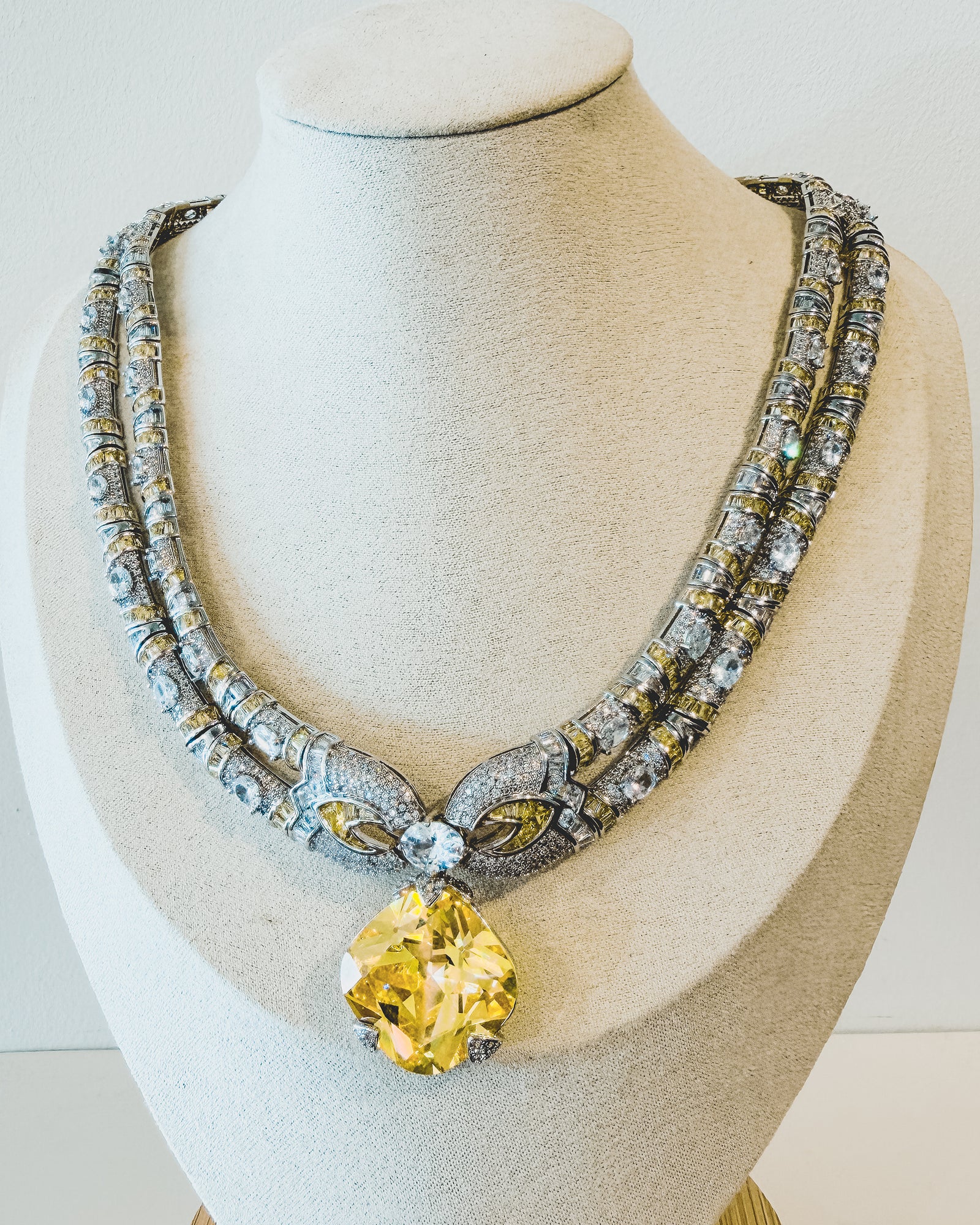 Opera Pendant Necklace | Tulip Drop | Citrine & Crystal