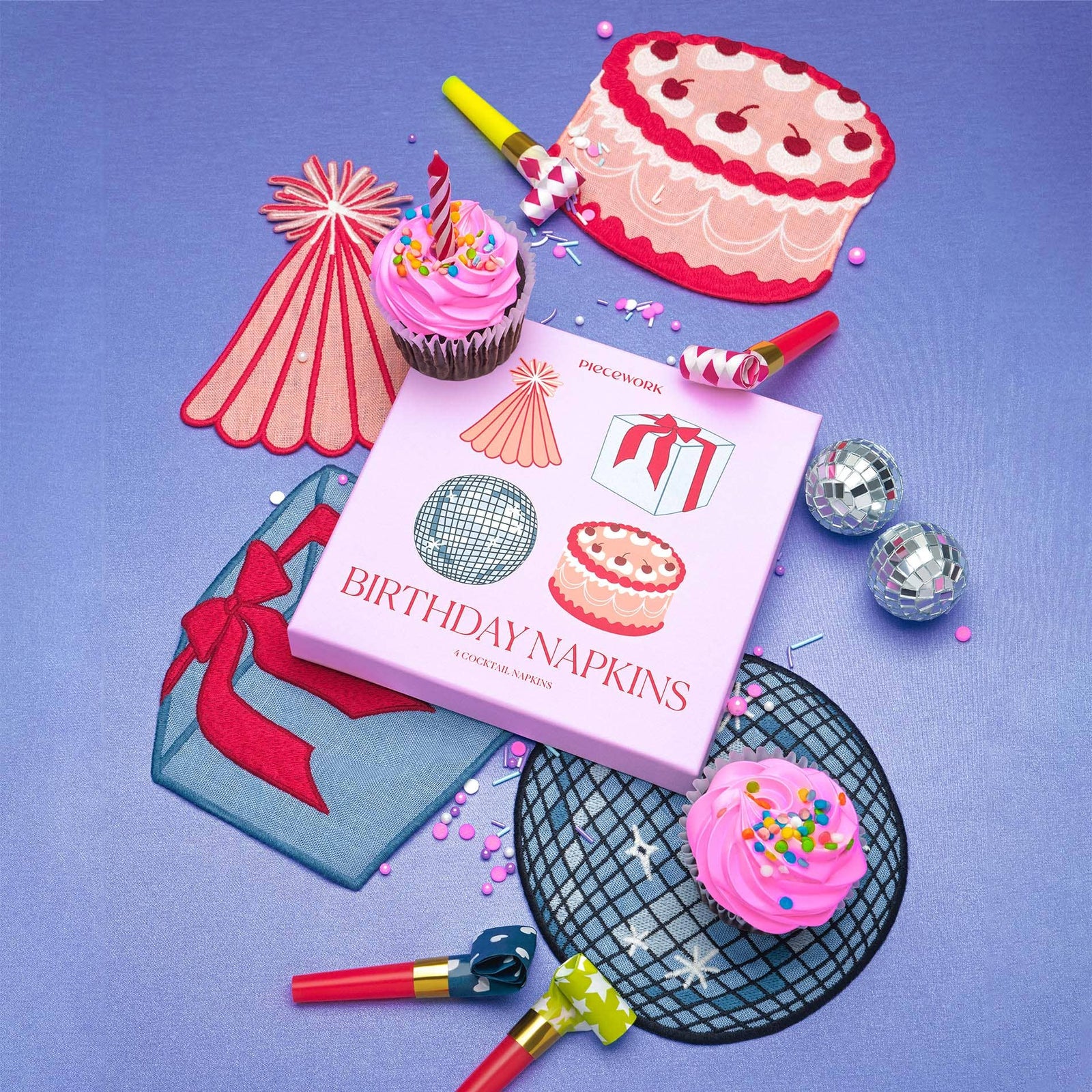 Cocktail Napkins | Set of 4 | Birthday | Piecework