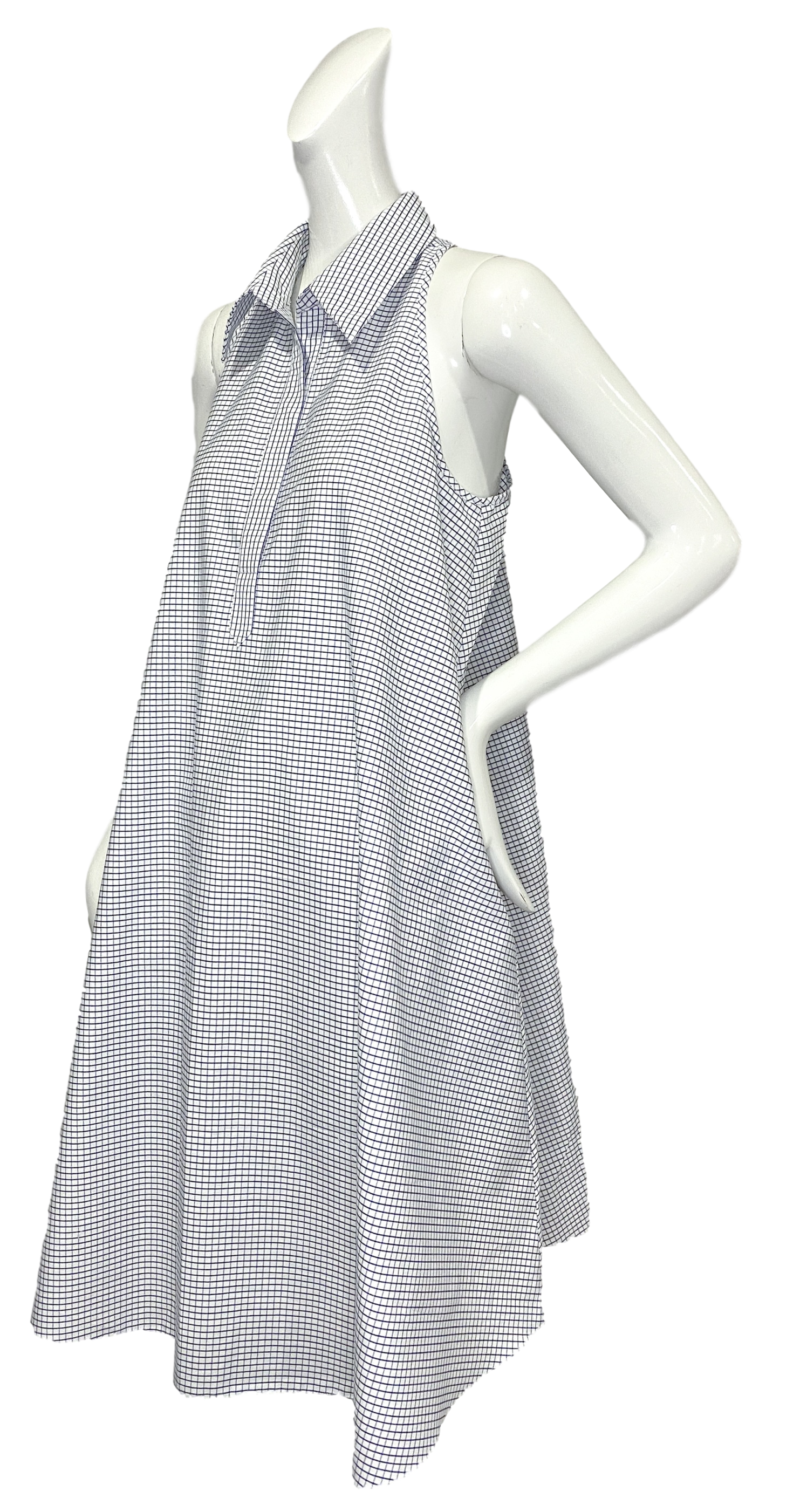 Perrine Dress | Blue & White Mini Windowpane