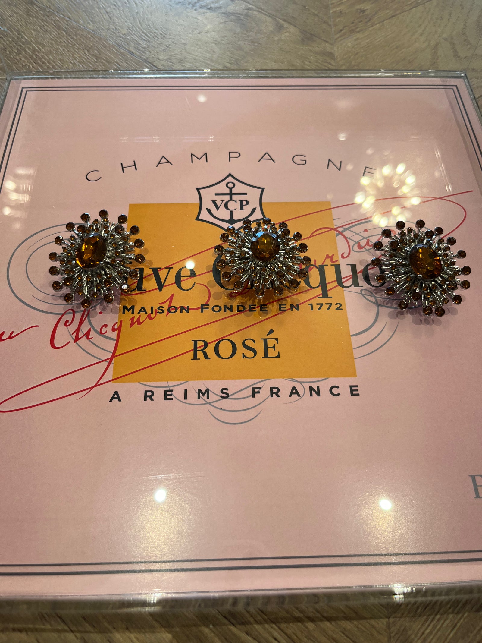 Vintage Copper Crystal Pin