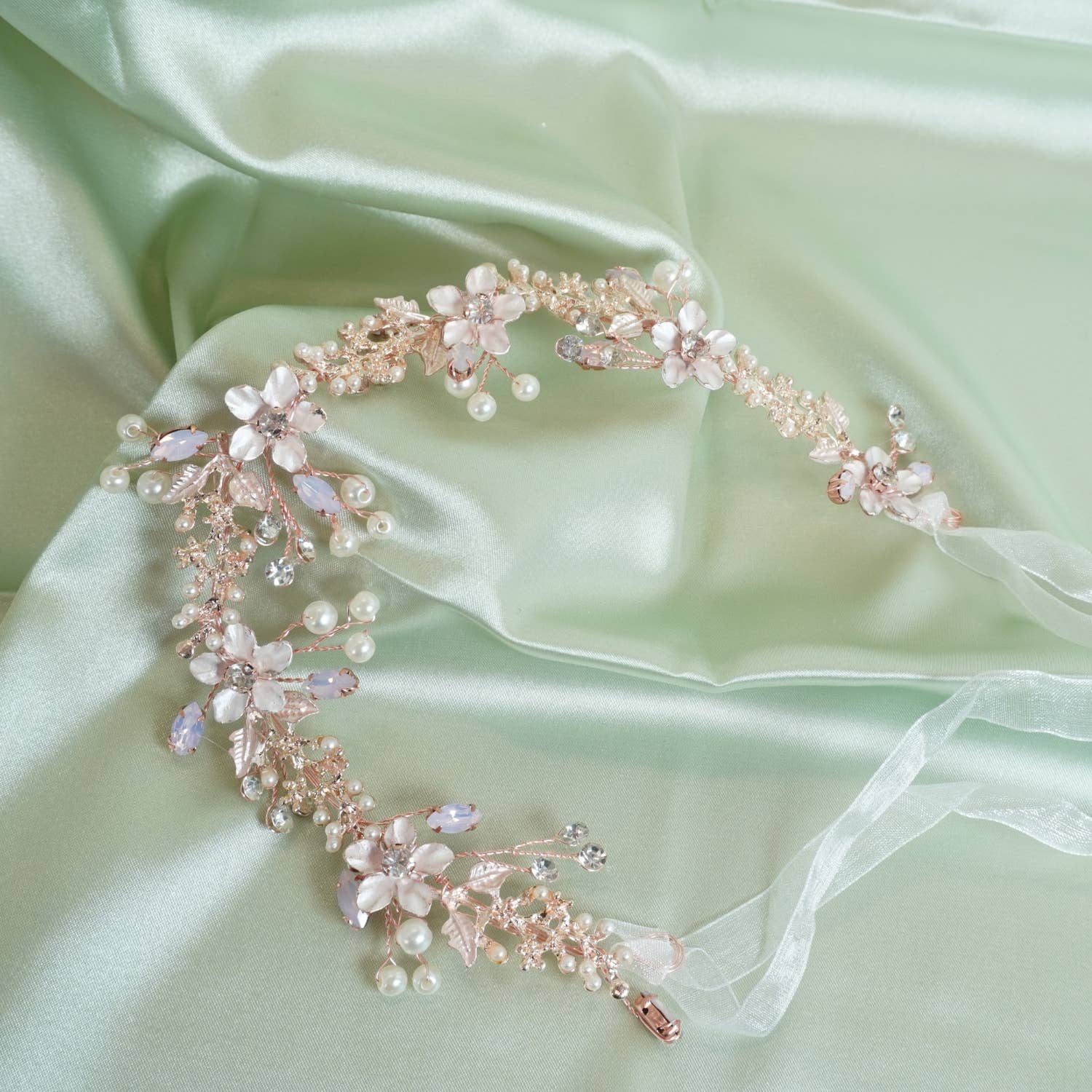 Wildflower Crystal Headband | Rose Gold