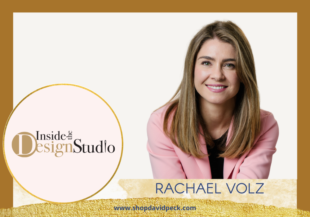 Inside the Design Studio. blonde woman with straight hair in blazer sitting with hands crossed.