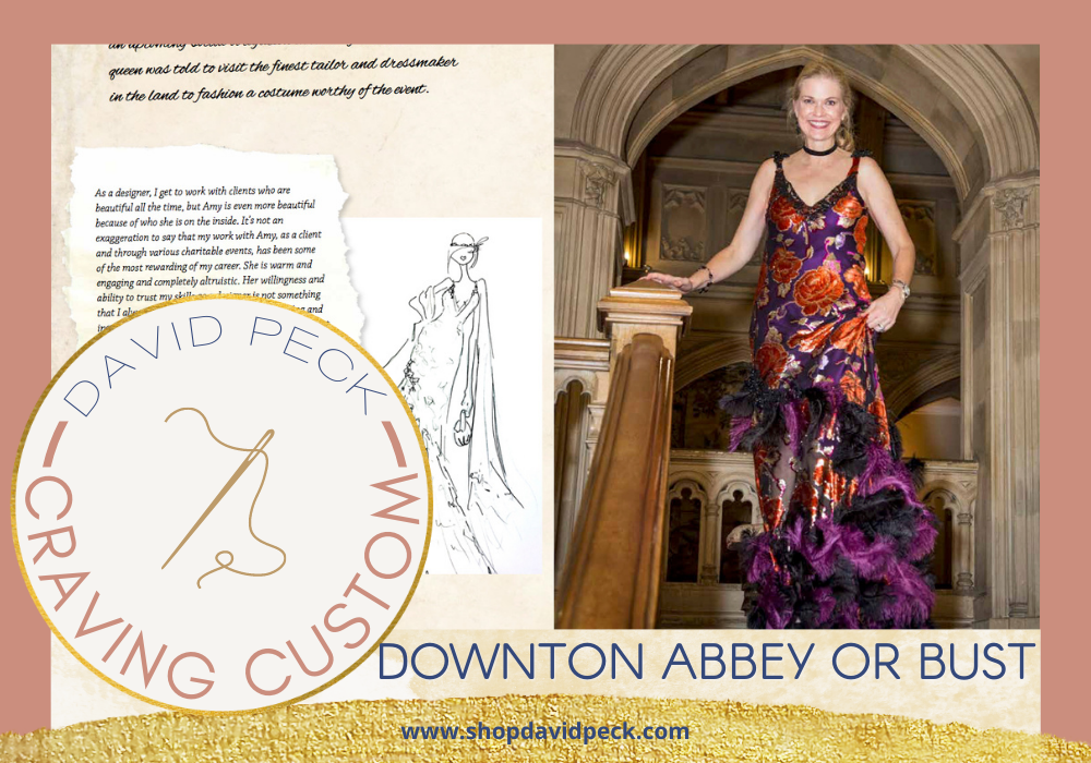 craving custom. Amy pierce wears custom purple, orange, and black feathered gown at her downton abbey themed birthday party