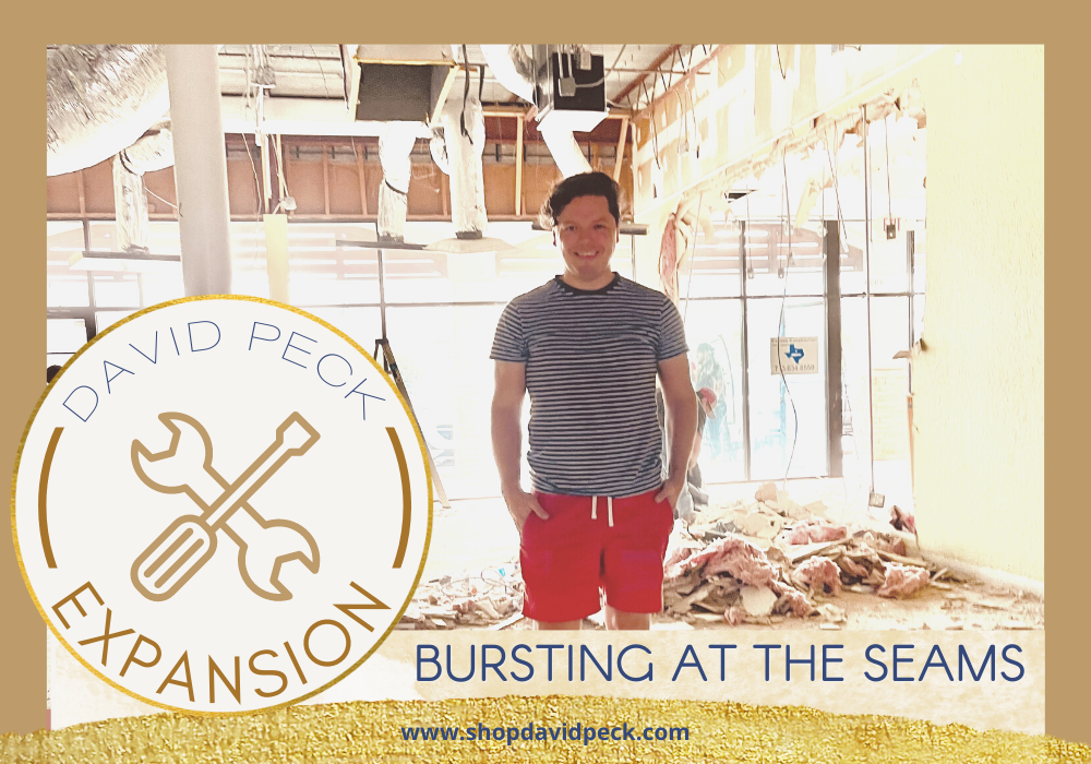 Expansion. David Peck standing in a construction site on demo day for his new location at 1922 Fountain View Dr. Houston, TC 77005