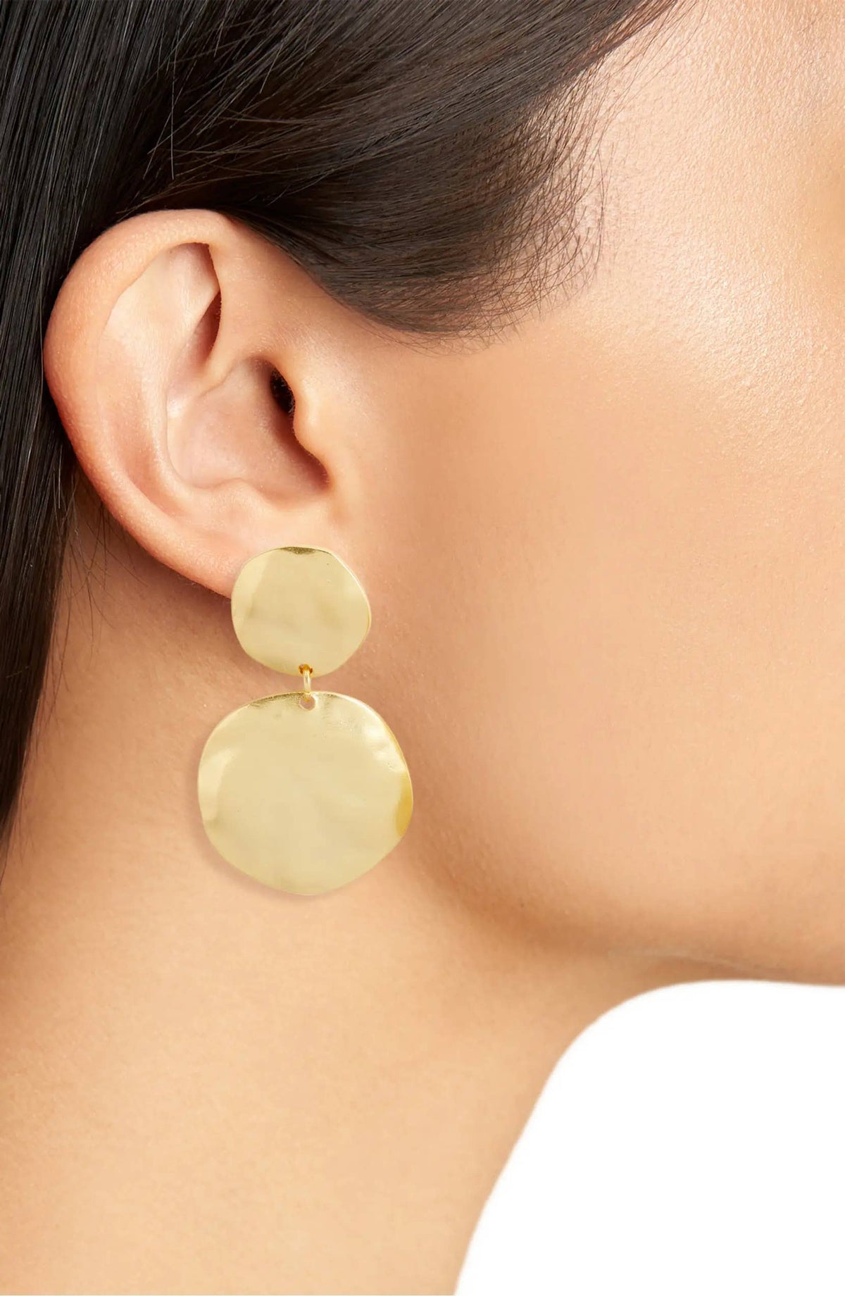 Clip-on Earrings | Irregular Discs Dangles - Gold | Karine Sultan