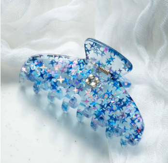 Glamour Grip Mini Claws | Italian Acetate | Blue Jelly Stardust | Fenna&Fei