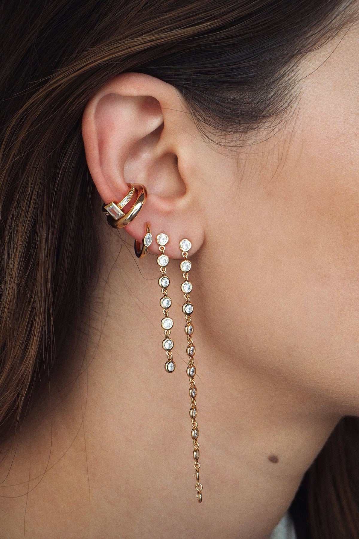 Earrings | Cici Bezel Dusters - Long | Lili Claspe