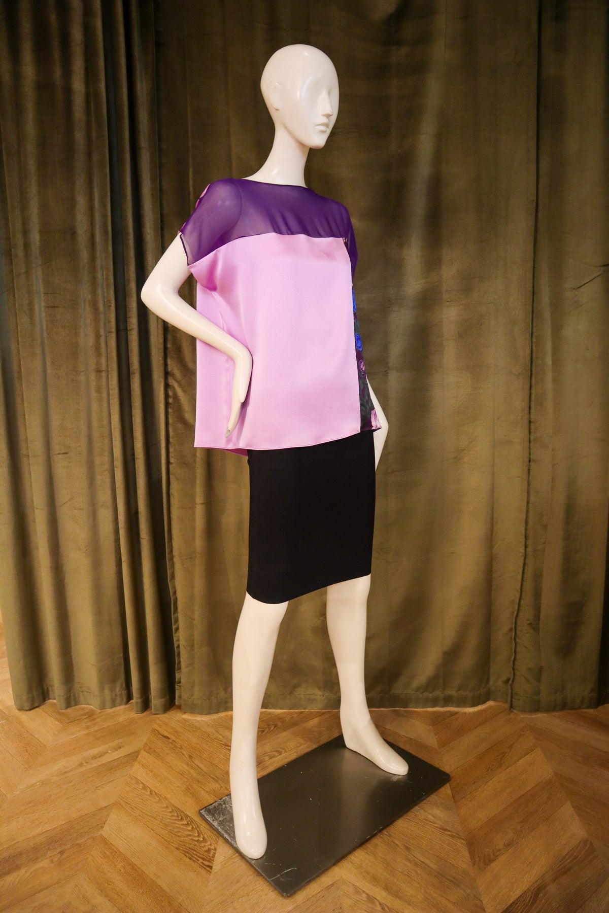 Ada Top | Crepe Back Satin | Royal Lavender Floral