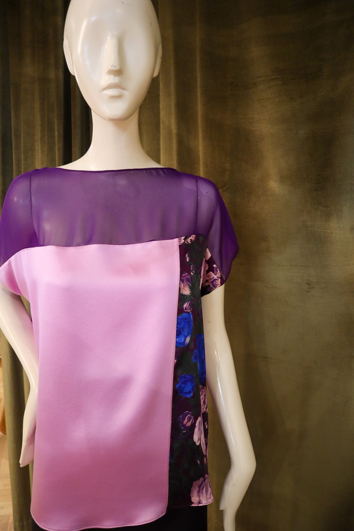 Ada Top | Crepe Back Satin | Royal Lavender Floral