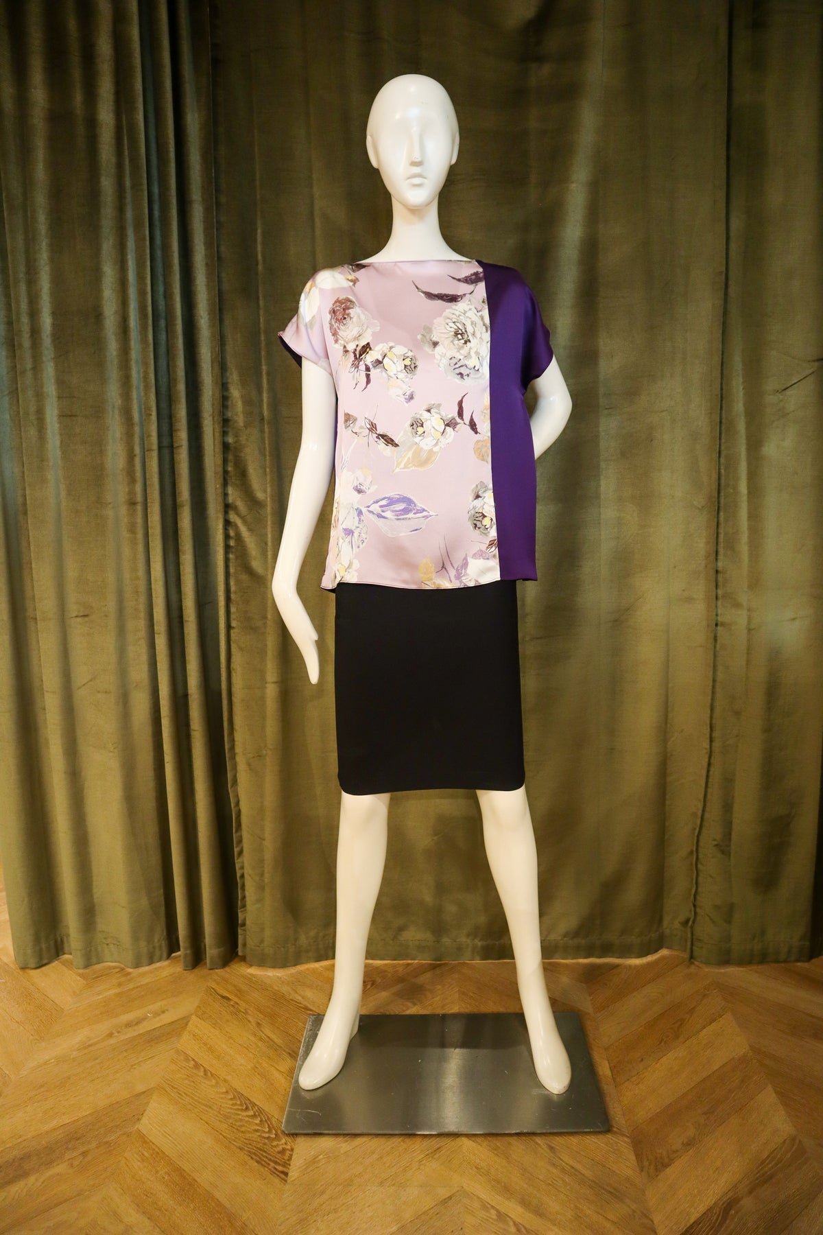 Cruz Top | Crepe Back Satin | Twilight Bloom Color Block