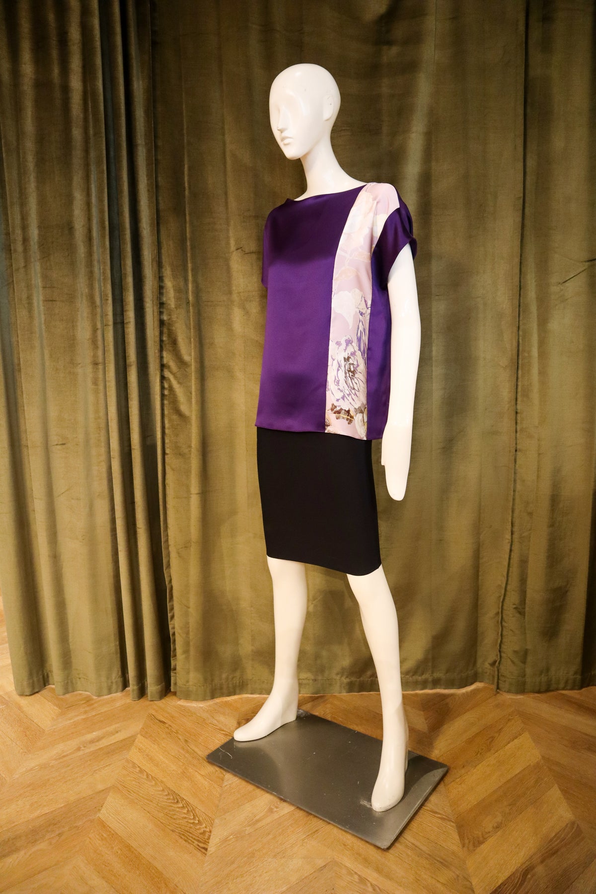 Cruz Top | Crepe Back Satin | Twilight Bloom Color Block