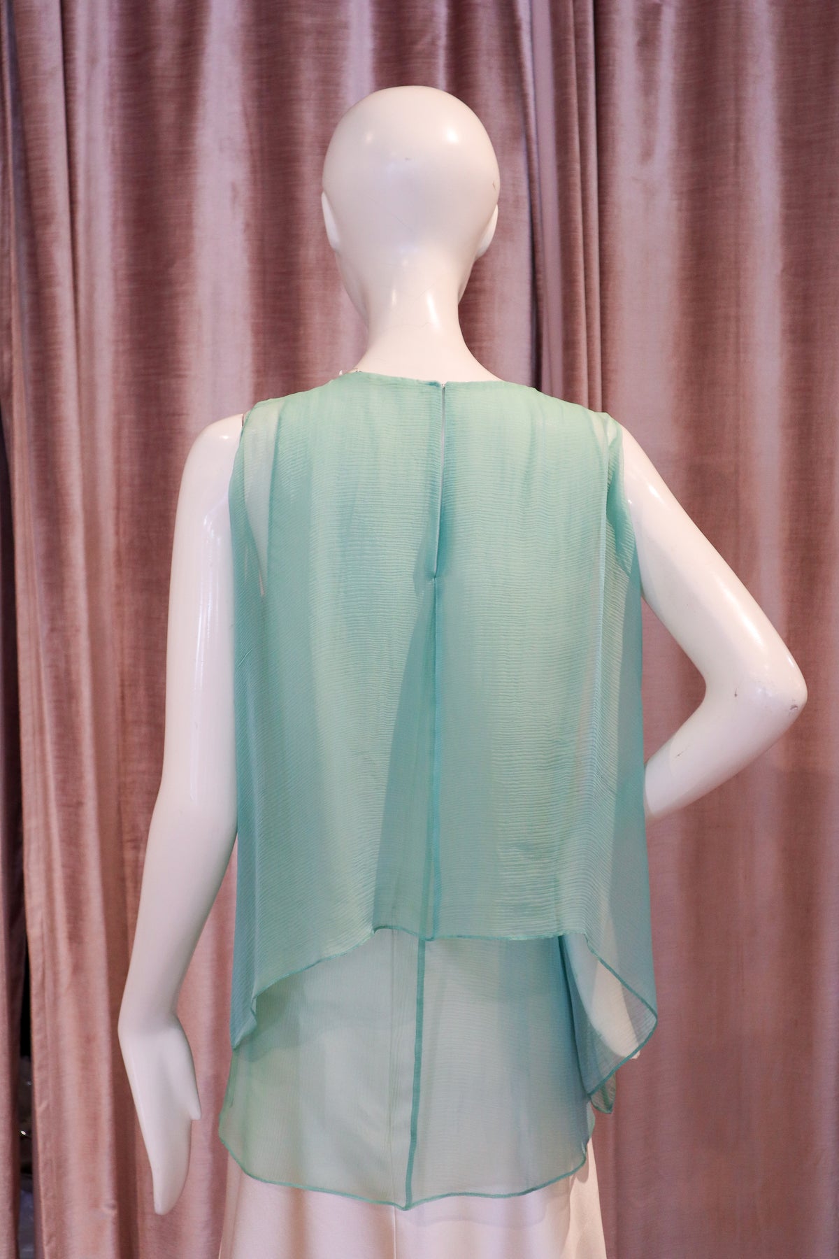 Lorna Top | Iridescent Silk Chiffon | Sea Glass