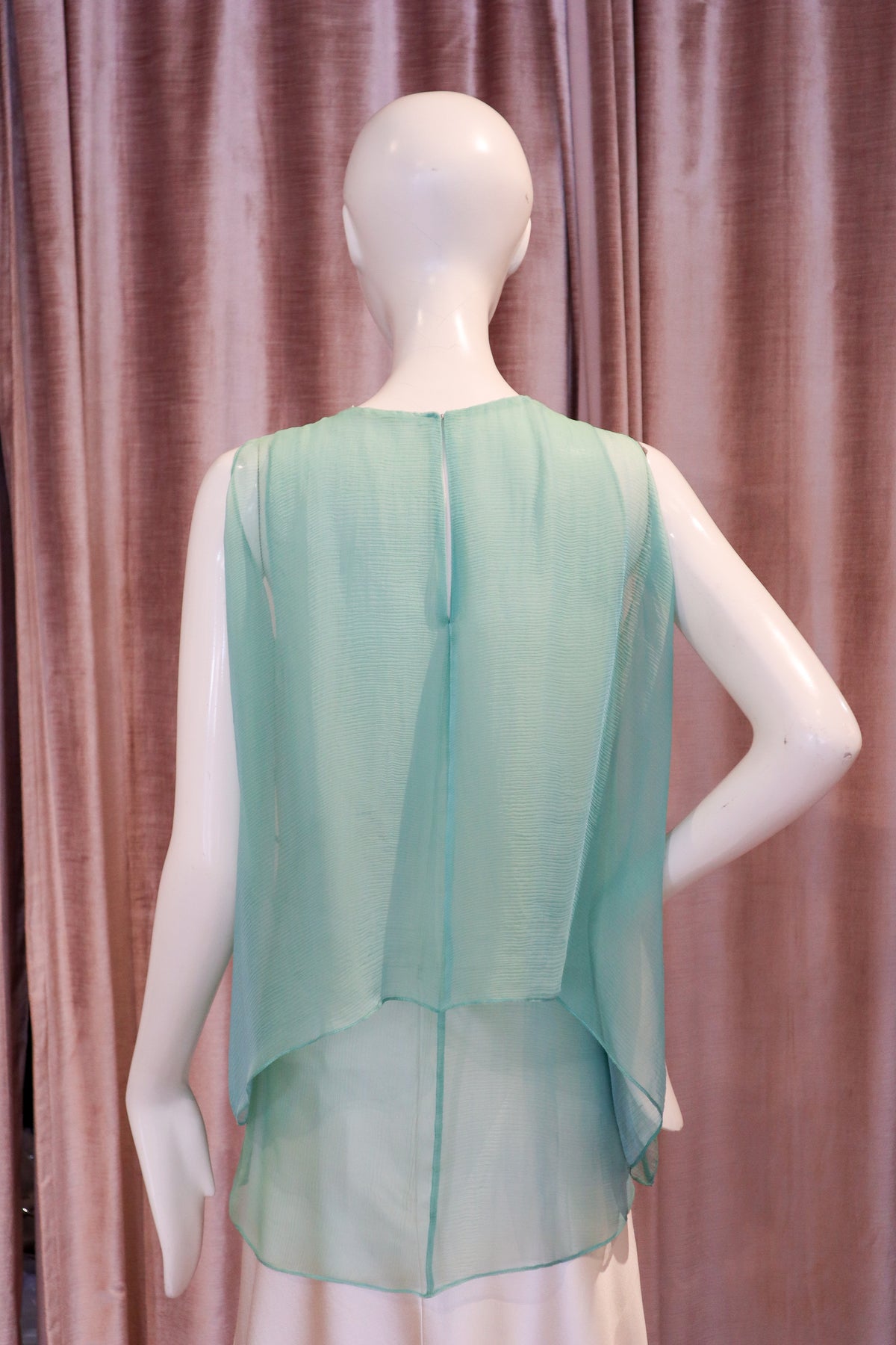 Lorna Top | Iridescent Silk Chiffon | Sea Glass