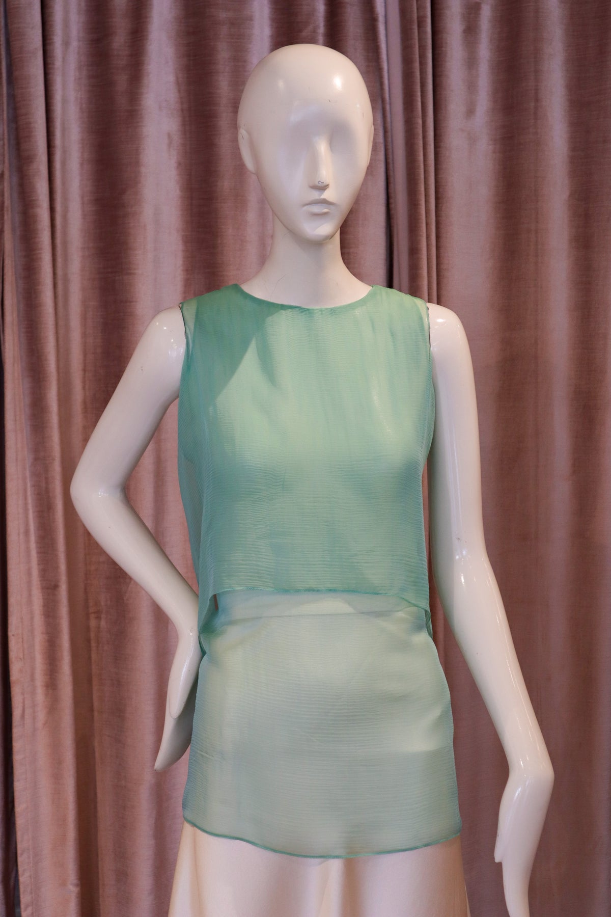 Lorna Top | Iridescent Silk Chiffon | Sea Glass