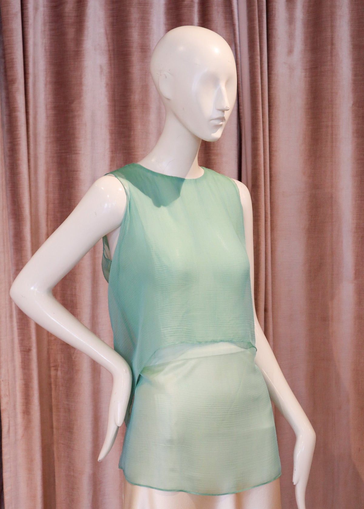 Lorna Top | Iridescent Silk Chiffon | Sea Glass
