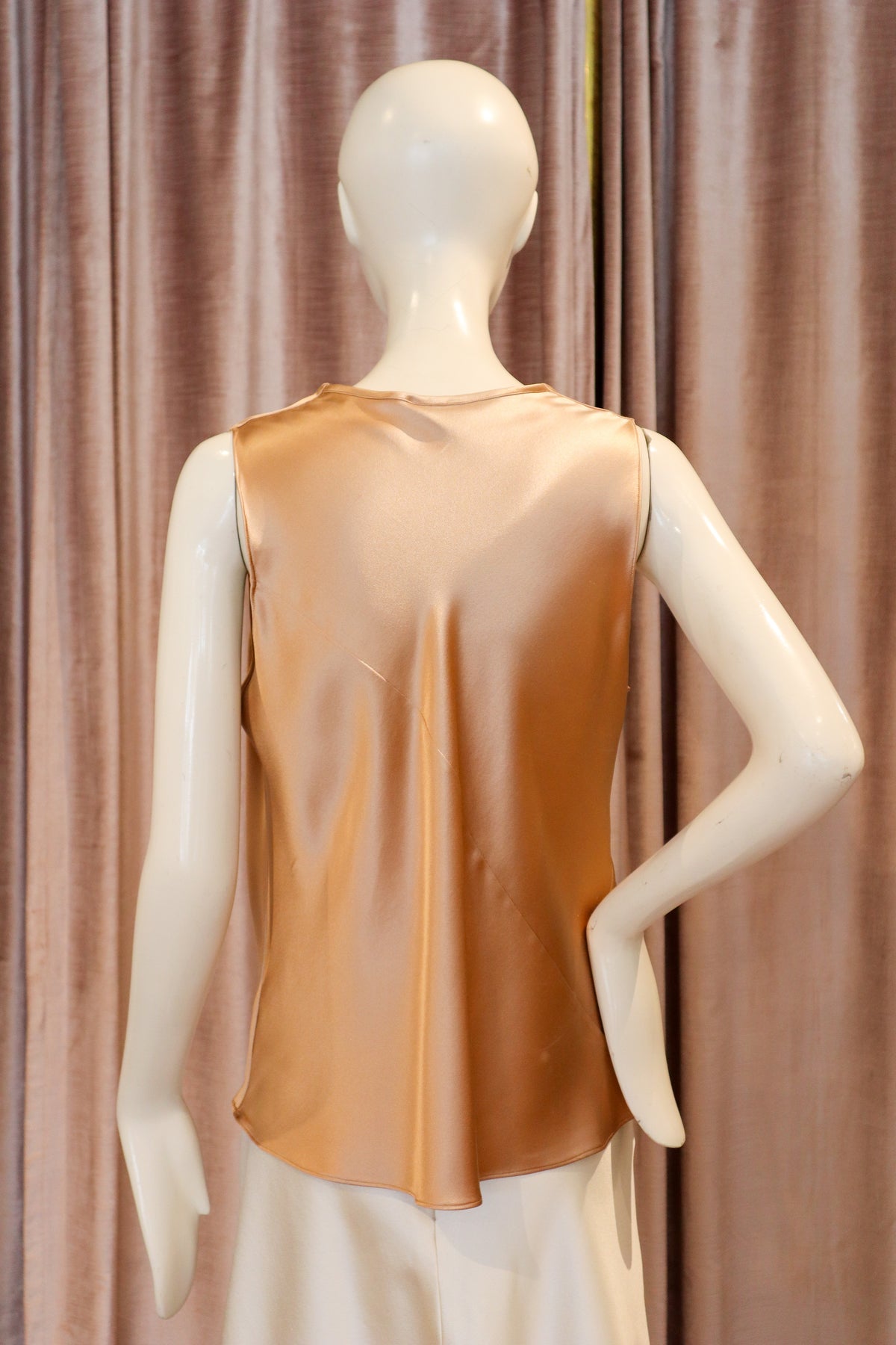 Vilas Top | Silk Crepe Back Satin | Peanut Butter