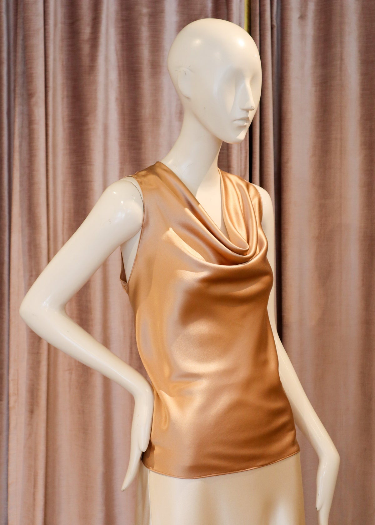 Vilas Top | Silk Crepe Back Satin | Peanut Butter