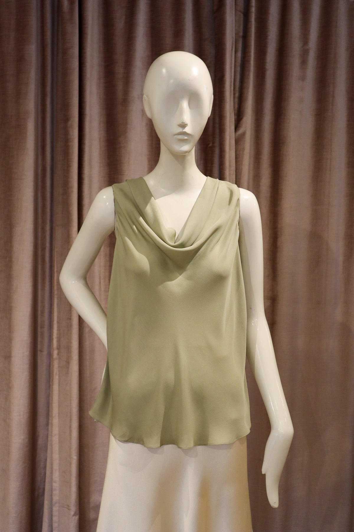 Vilas Top | Sage Double Georgette with Detachable Lace Sleeves