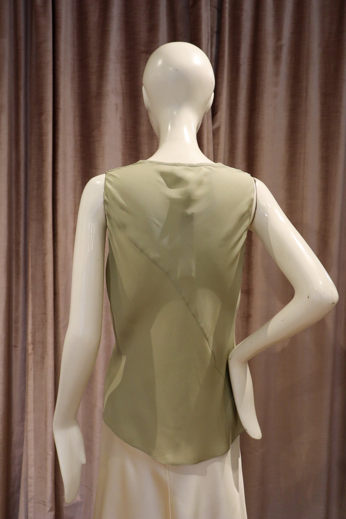 Vilas Top | Sage Double Georgette with Detachable Lace Sleeves