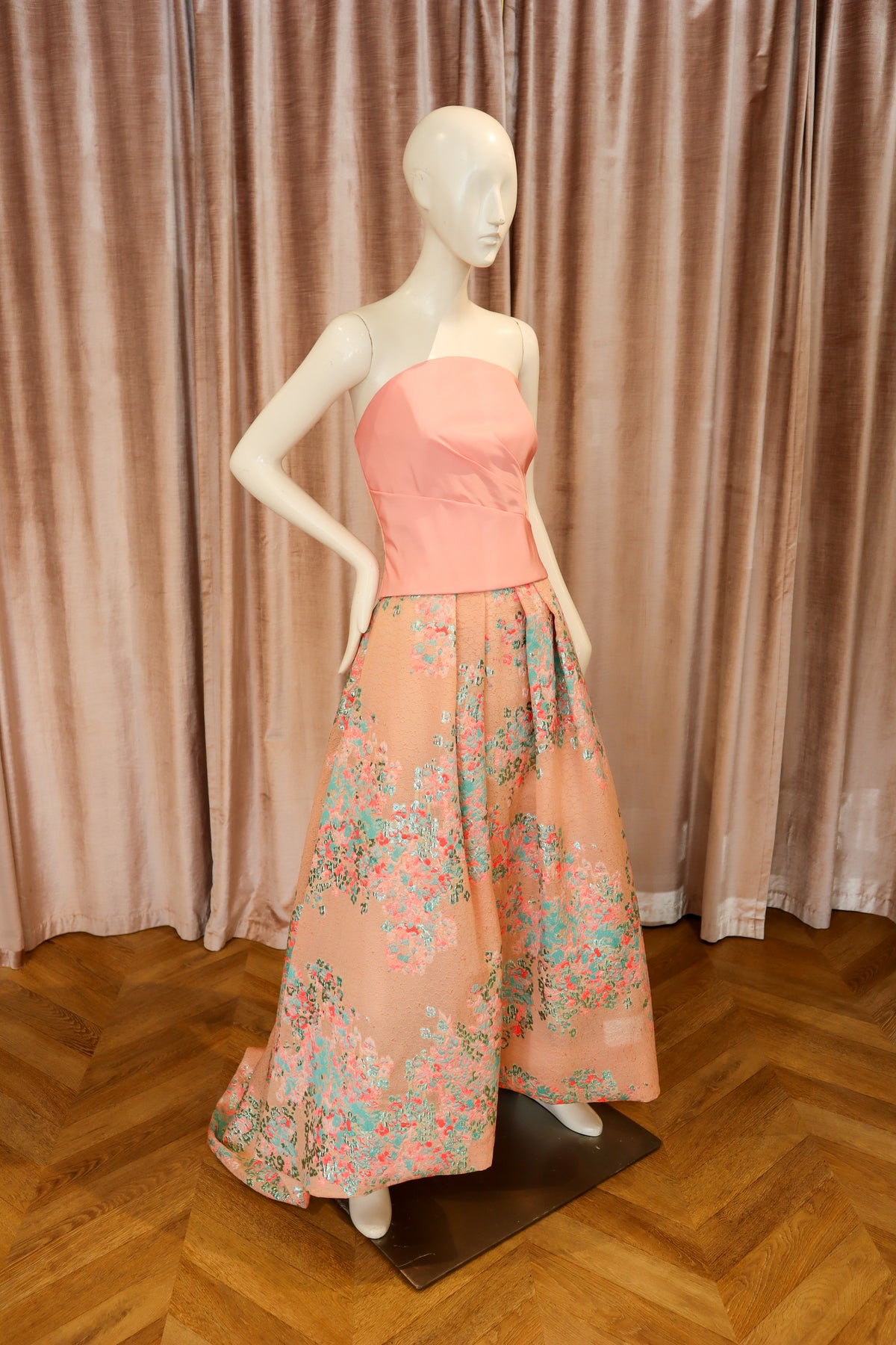 Starling Draped Bustier Top | Silk Faille | Salmon