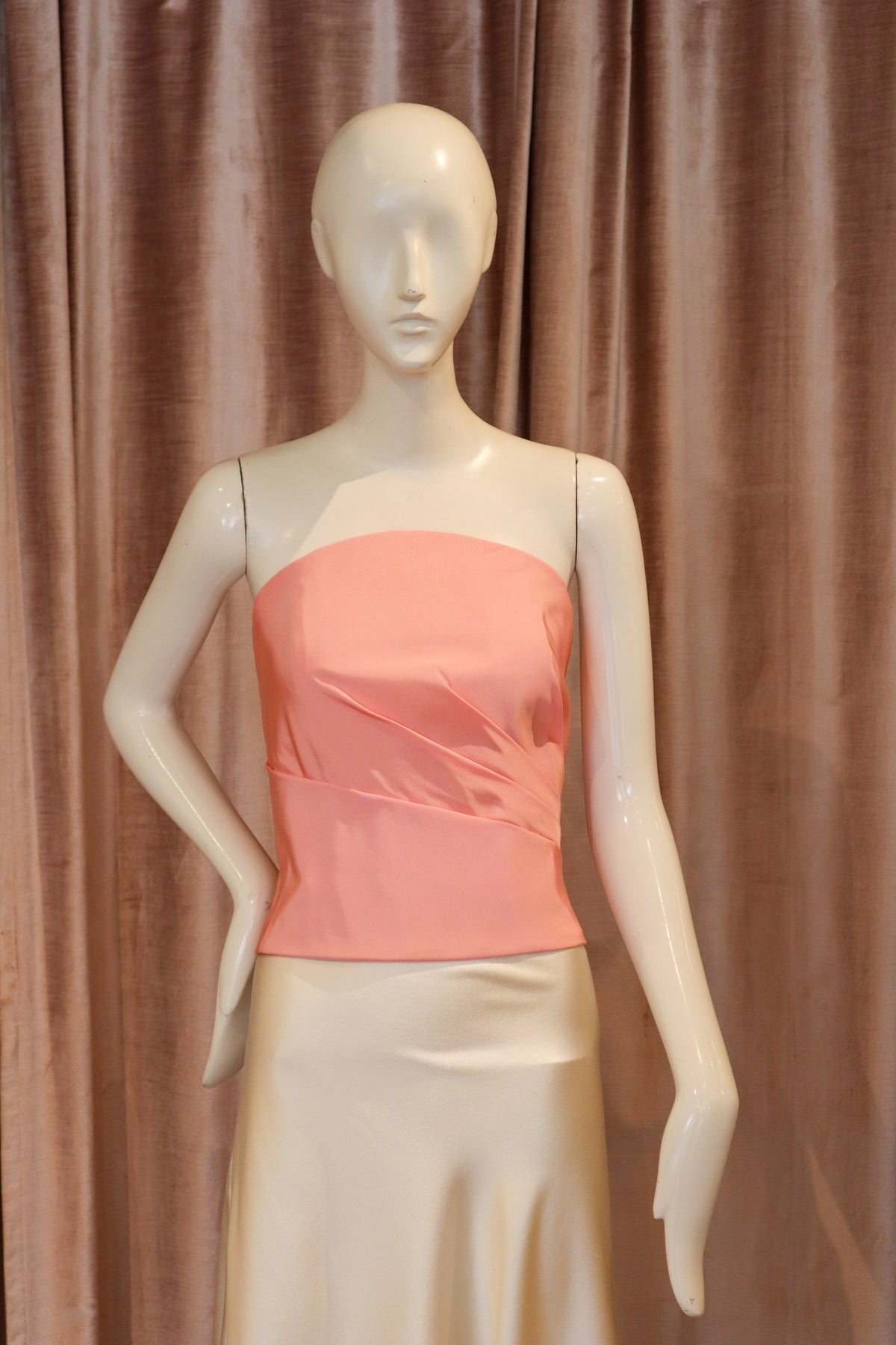 Starling Draped Bustier Top | Silk Faille | Salmon