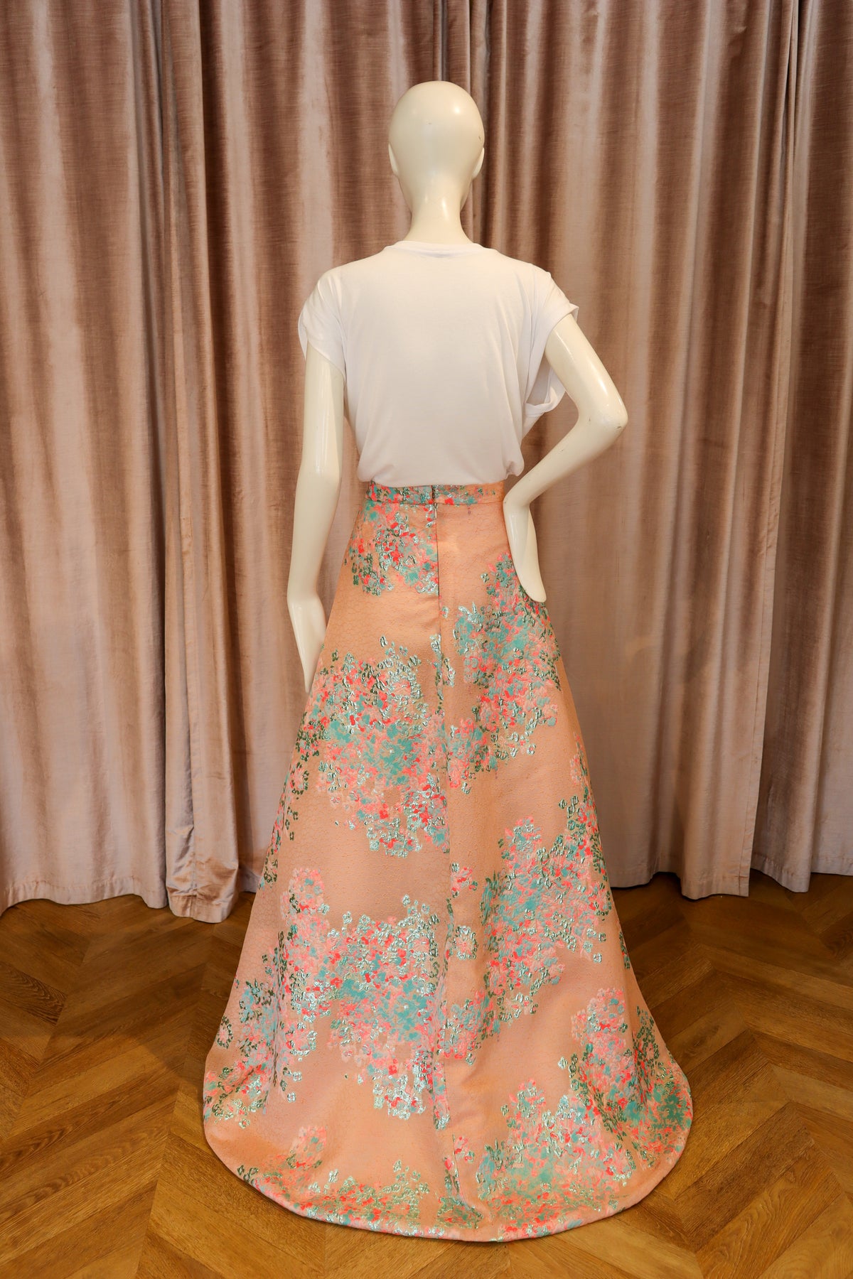 Alexandra Skirt | Floral Coral Jacquard