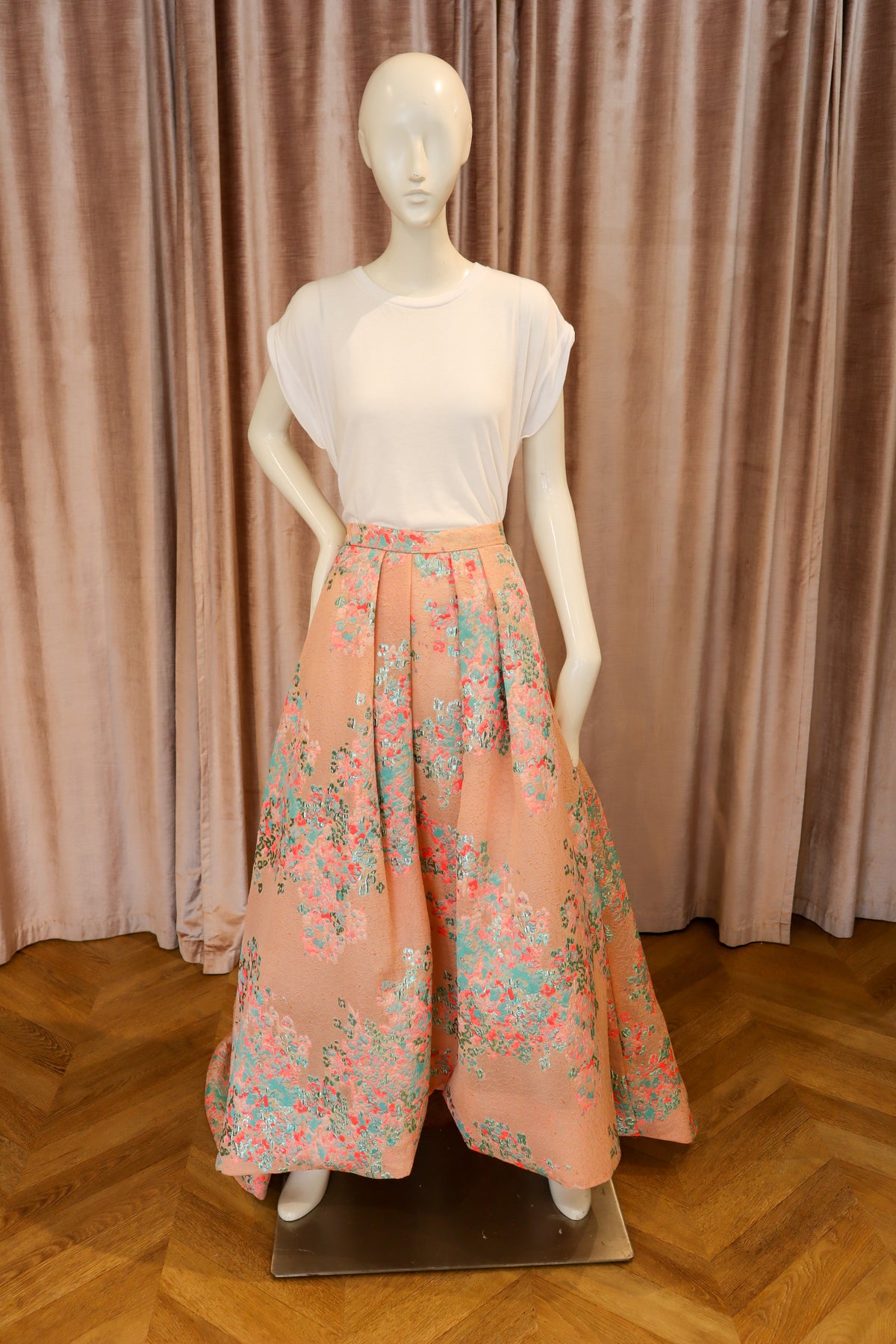 Alexandra Skirt | Floral Coral Jacquard