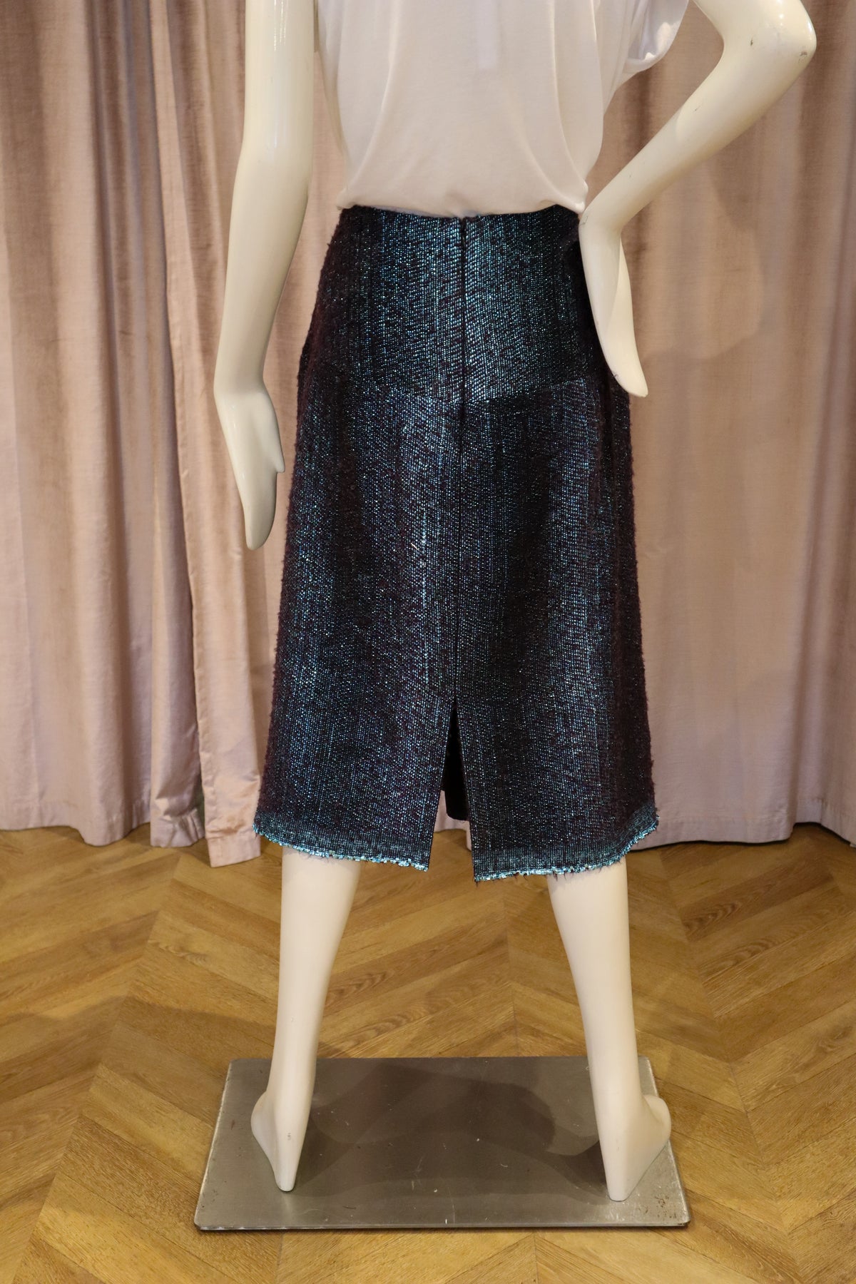 Vereberg Skirt | Teal Metallic Tweed