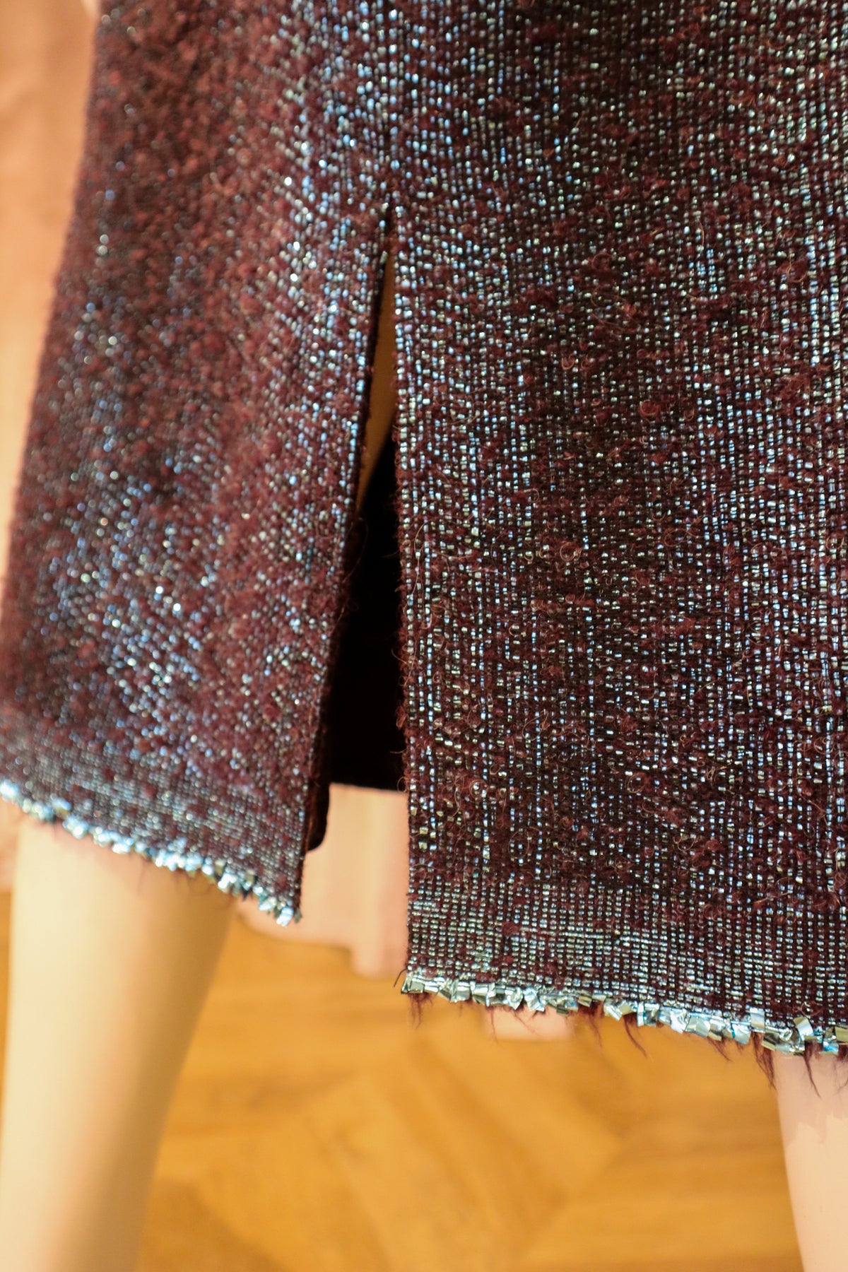 Vereberg Skirt | Teal Metallic Tweed