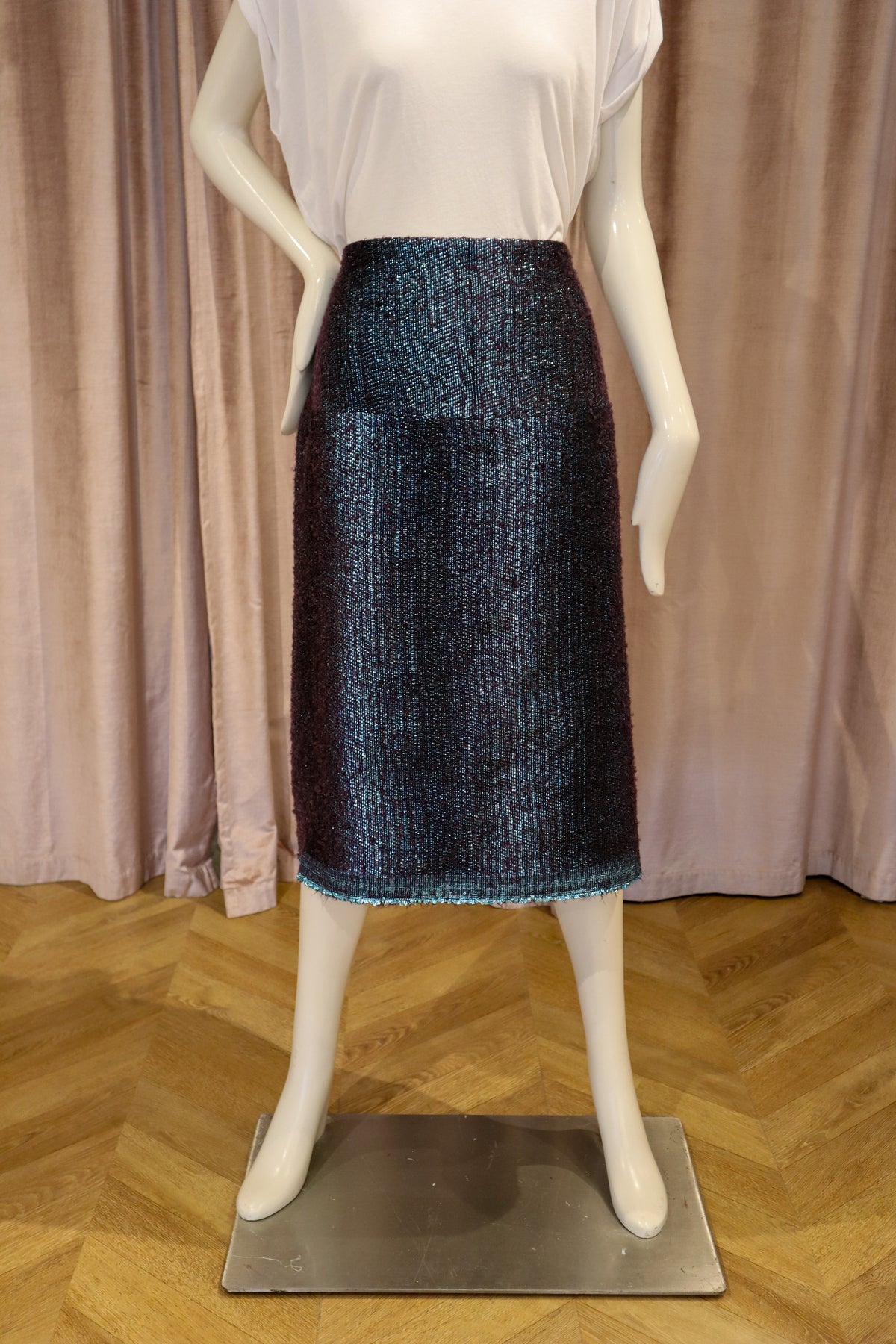 Vereberg Skirt | Teal Metallic Tweed
