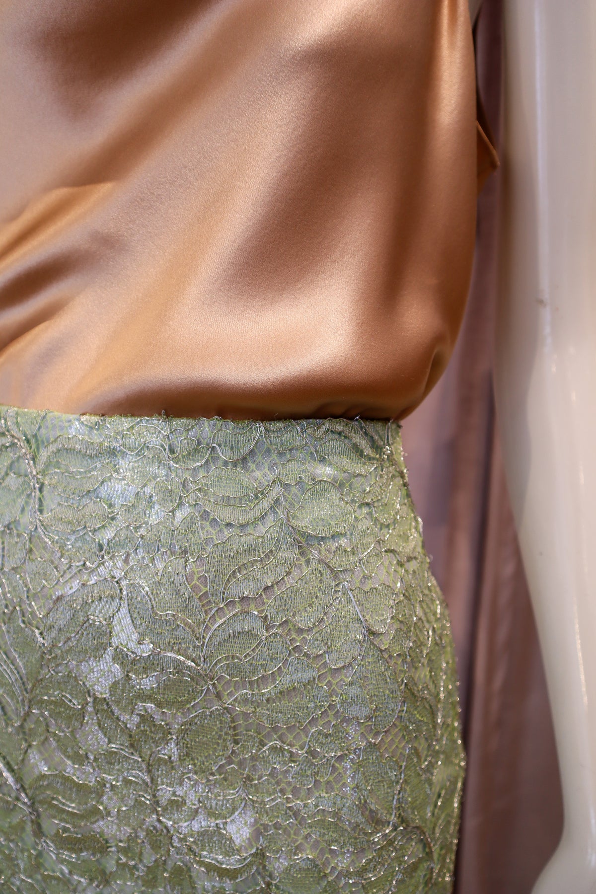 Veritas Skirt | Lamé Lace | Key Lime