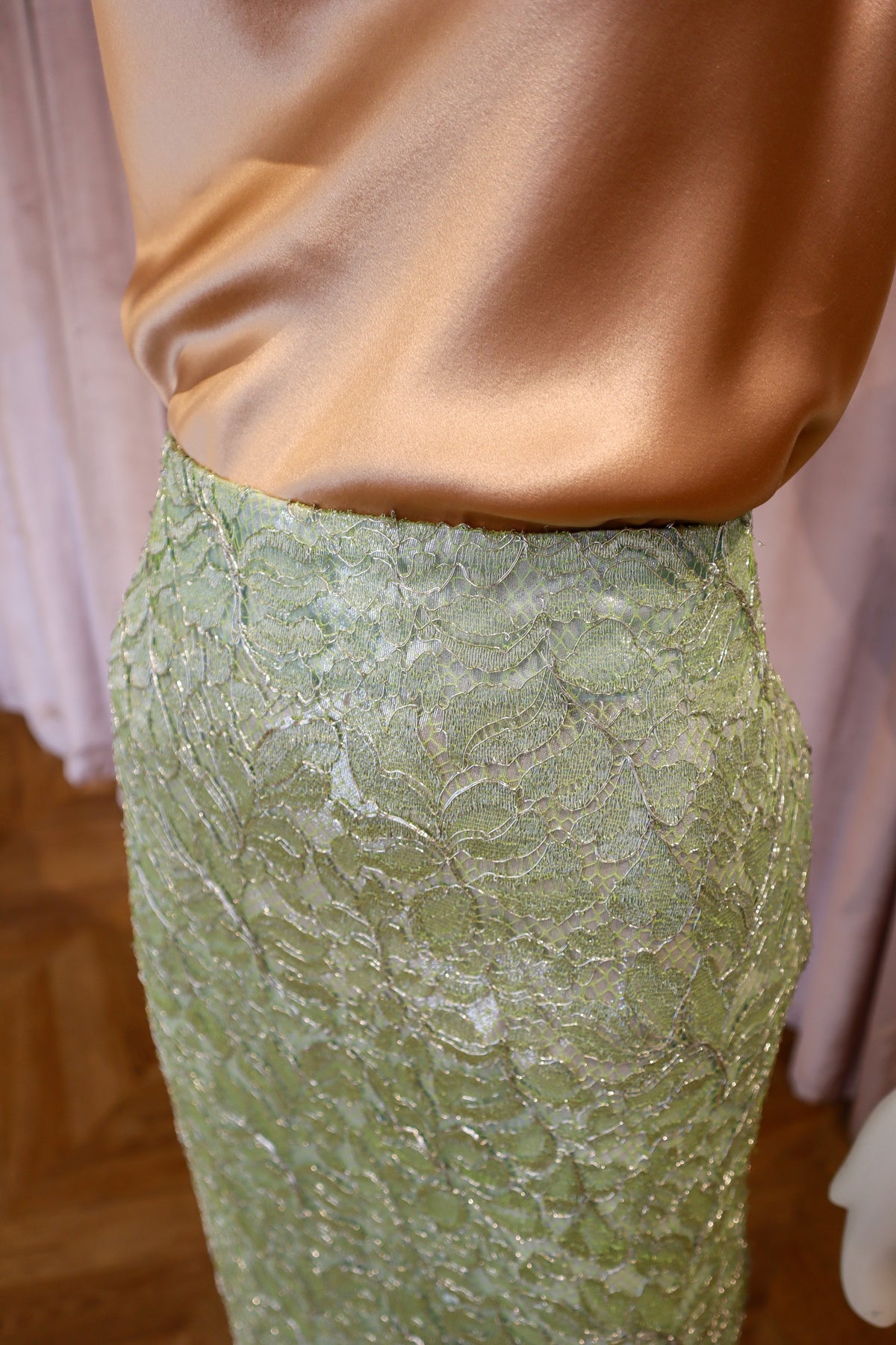 Veritas Skirt | Lamé Lace | Key Lime