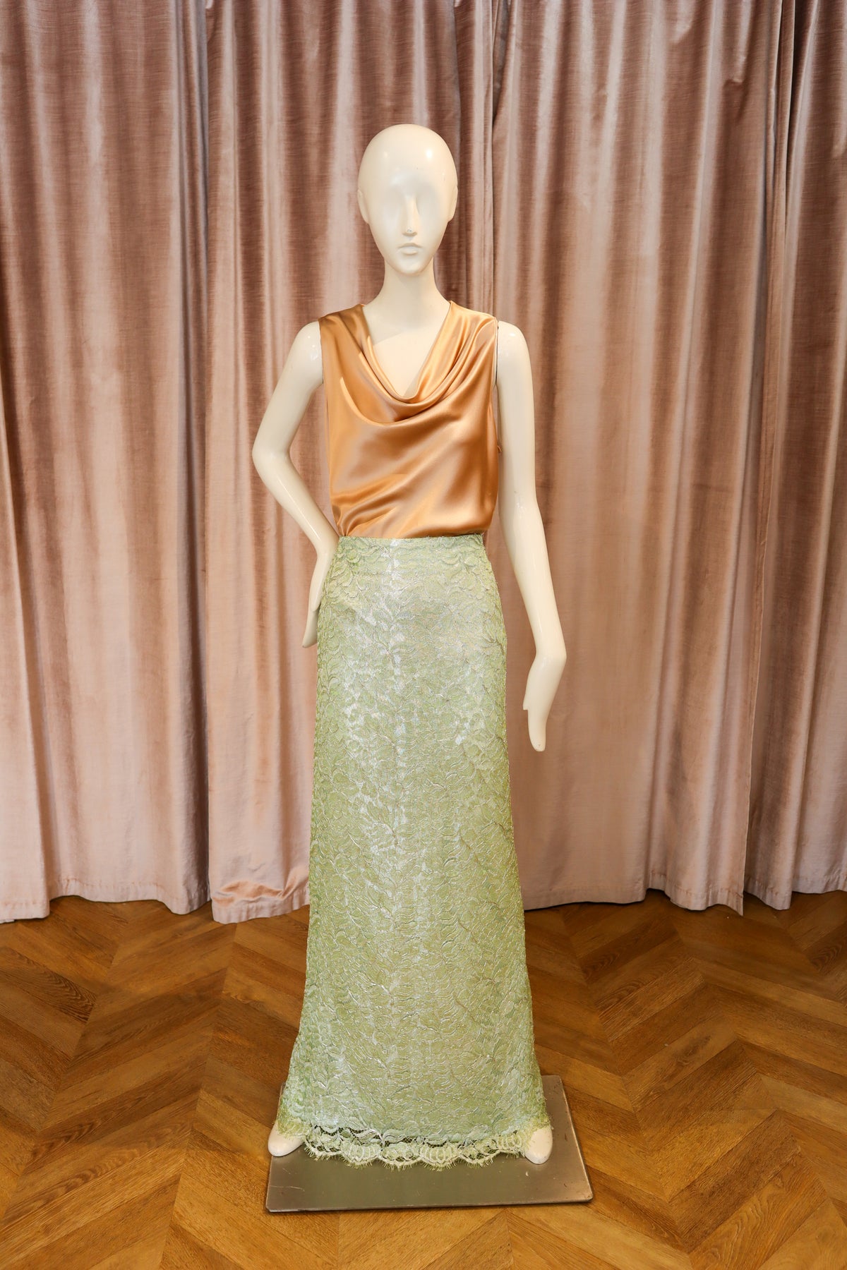 Veritas Skirt | Lamé Lace | Key Lime