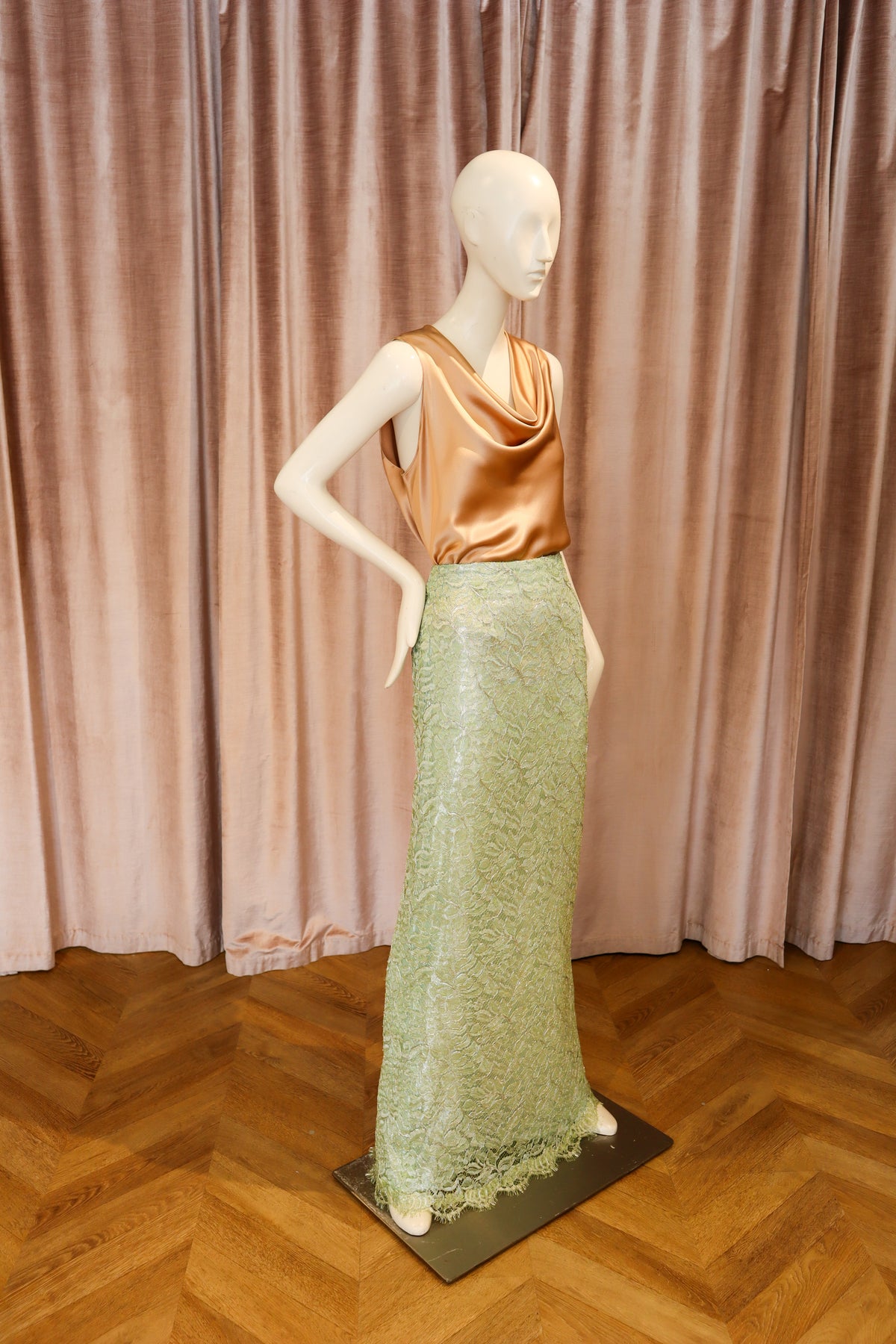 Veritas Skirt | Lamé Lace | Key Lime