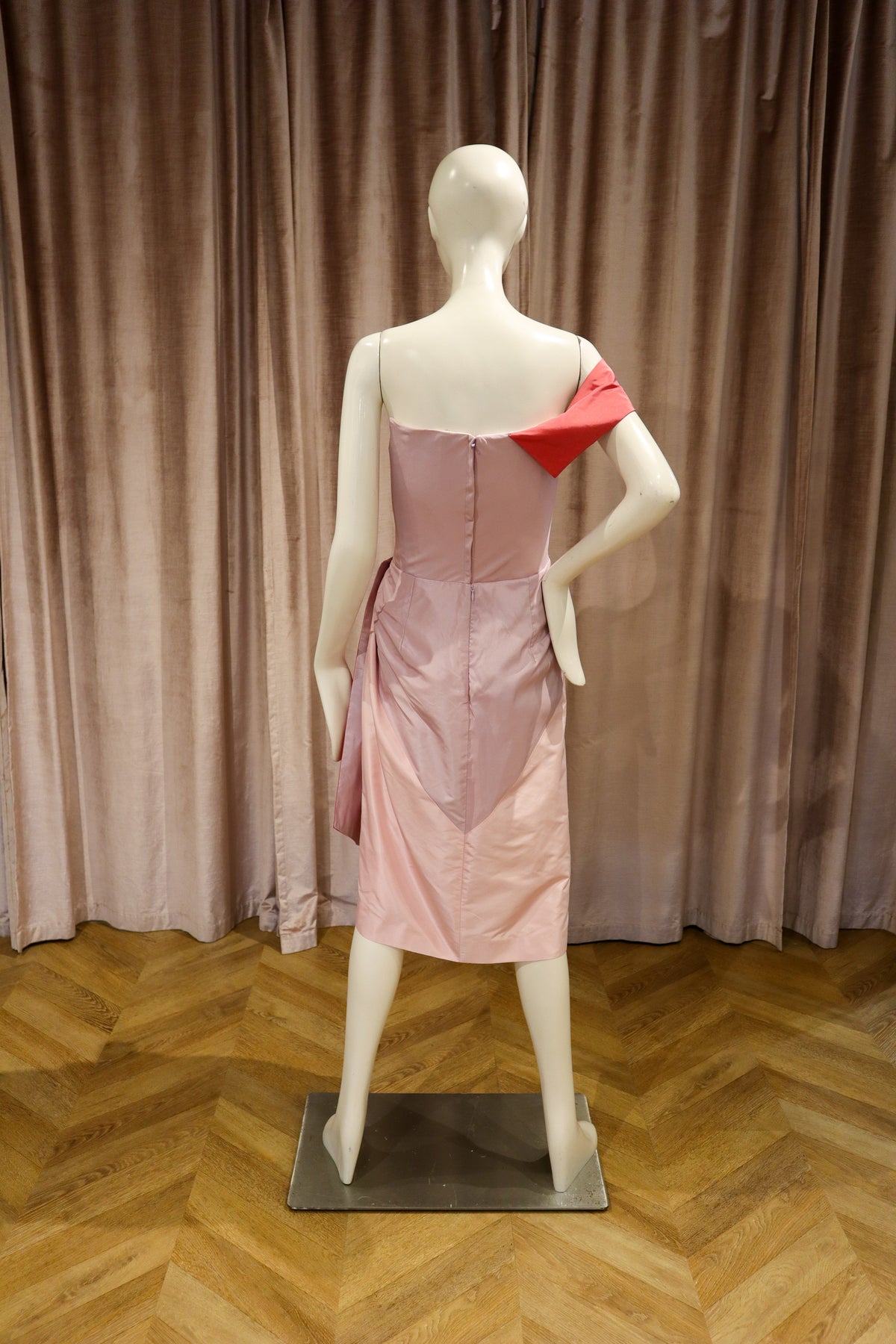 Lise Dress | Colorblock Silk Taffeta | Lilac, Watermelon, & Ballet Pink
