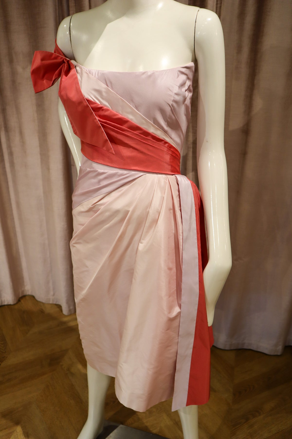 Lise Dress | Colorblock Silk Taffeta | Lilac, Watermelon, & Ballet Pink