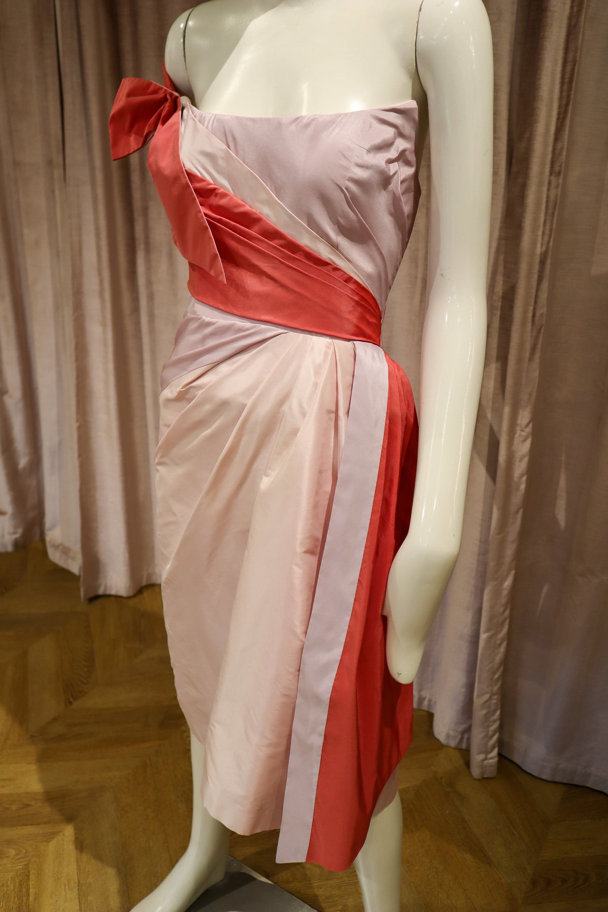 Lise Dress | Colorblock Silk Taffeta | Lilac, Watermelon, & Ballet Pink