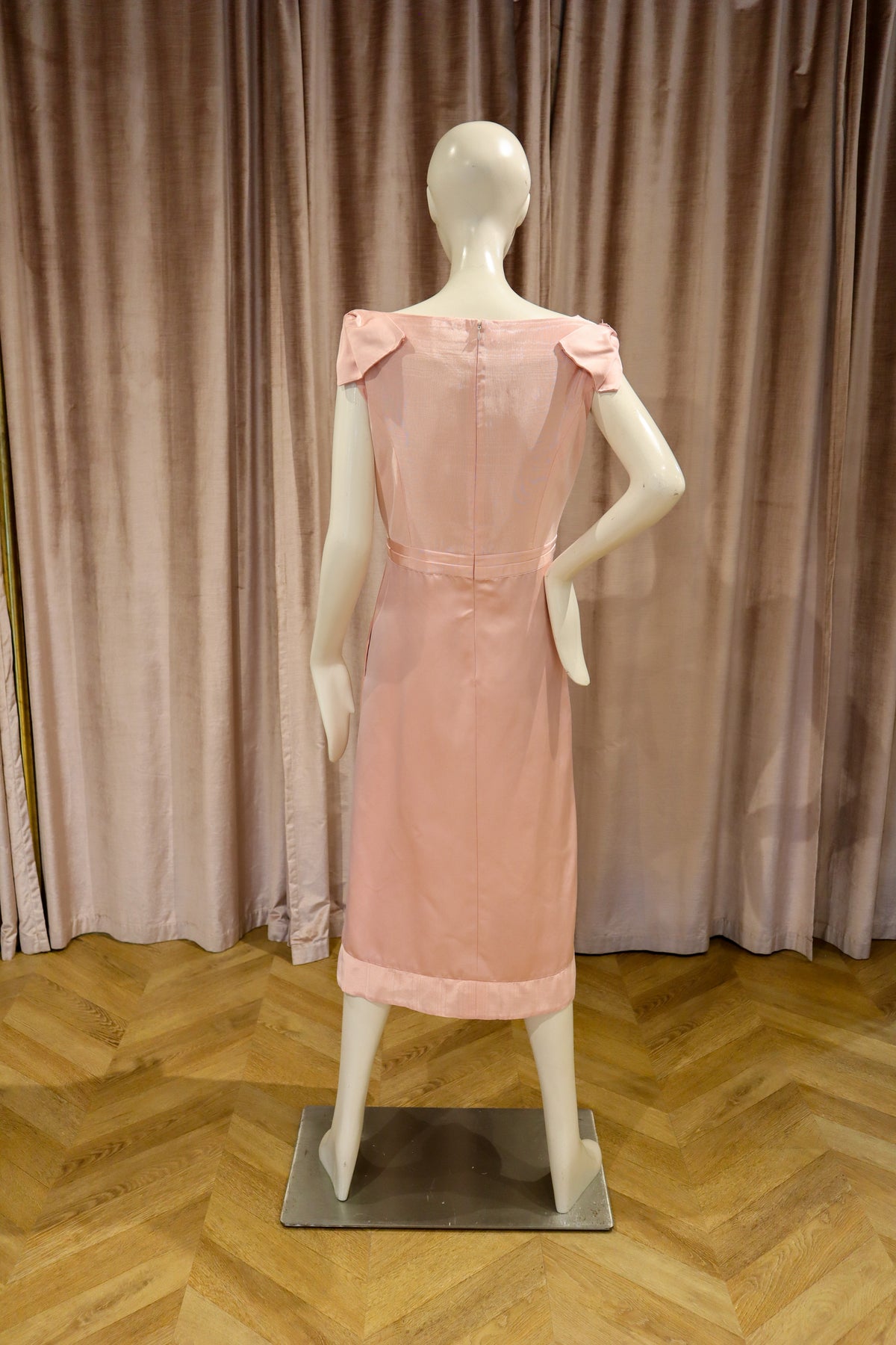 Sabrina Dress | Silk Faille Moiré & Double Face Satin | Cotton Candy Pink