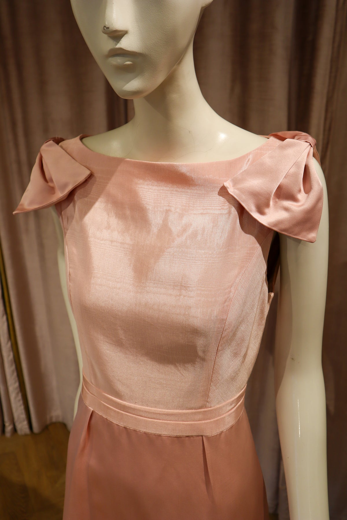 Sabrina Dress | Silk Faille Moiré & Double Face Satin | Cotton Candy Pink