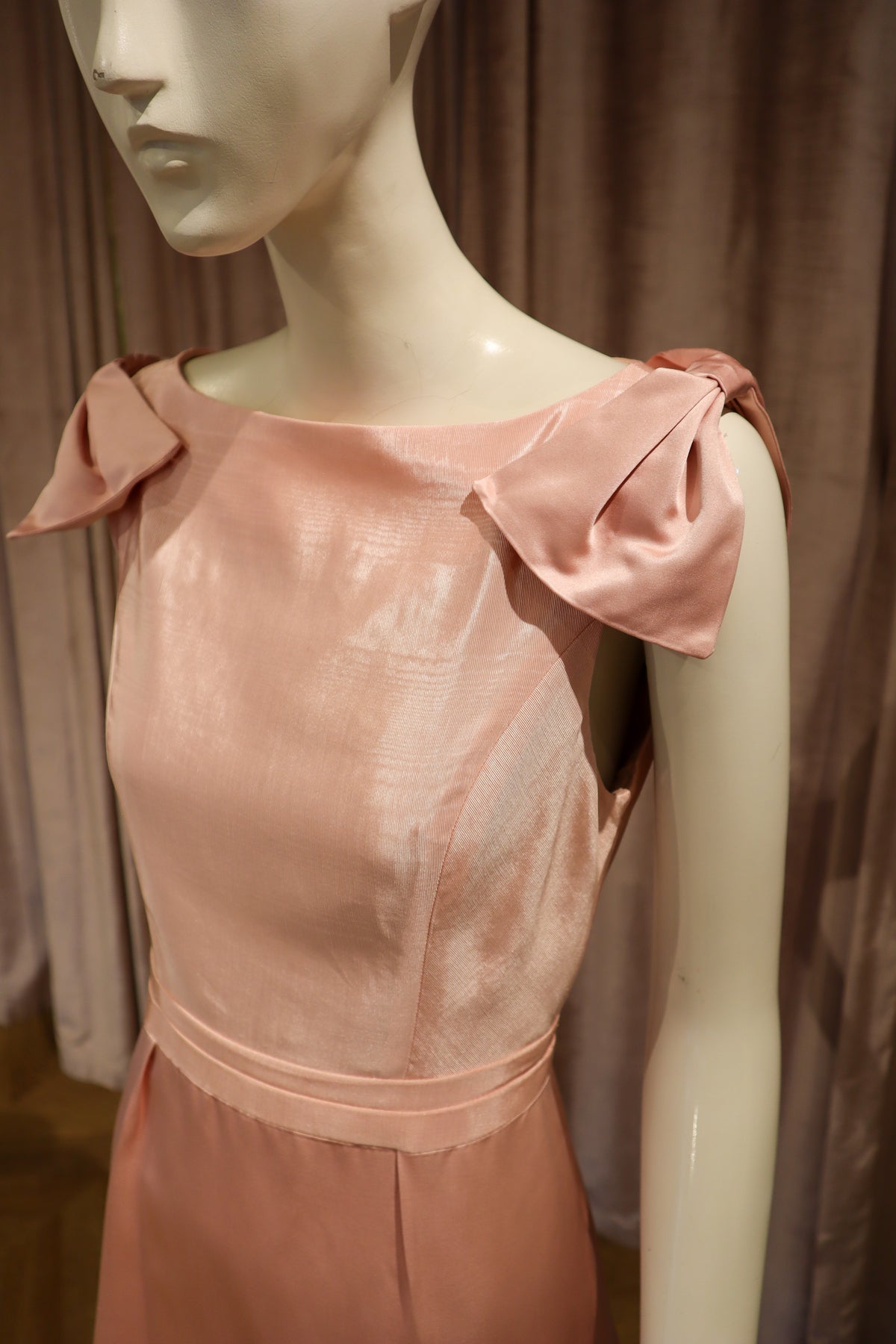 Sabrina Dress | Silk Faille Moiré & Double Face Satin | Cotton Candy Pink