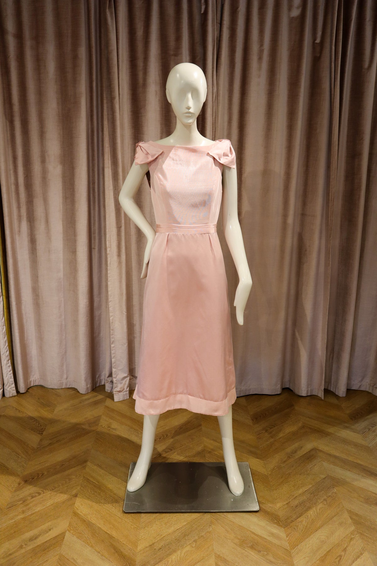 Sabrina Dress | Silk Faille Moiré & Double Face Satin | Cotton Candy Pink