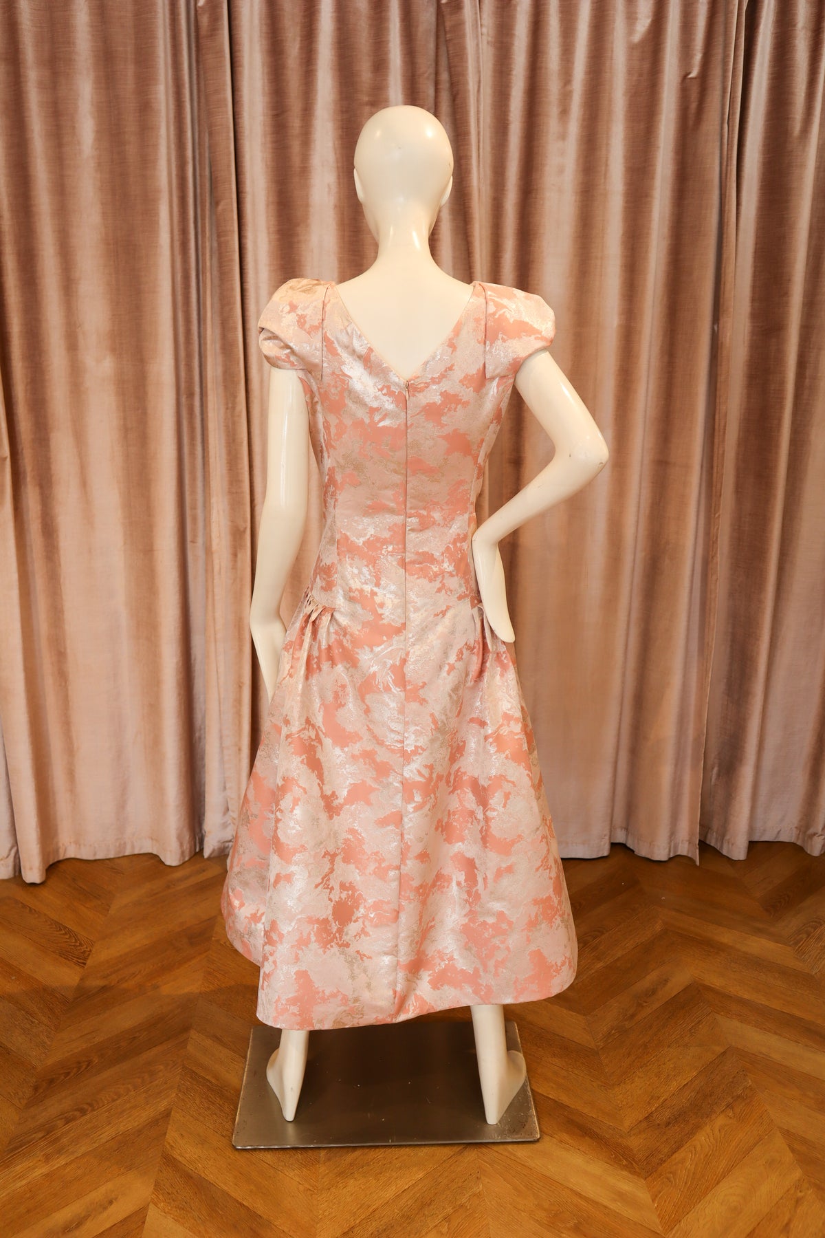 Malva Dress | Rose Gold Abstract Jacquard